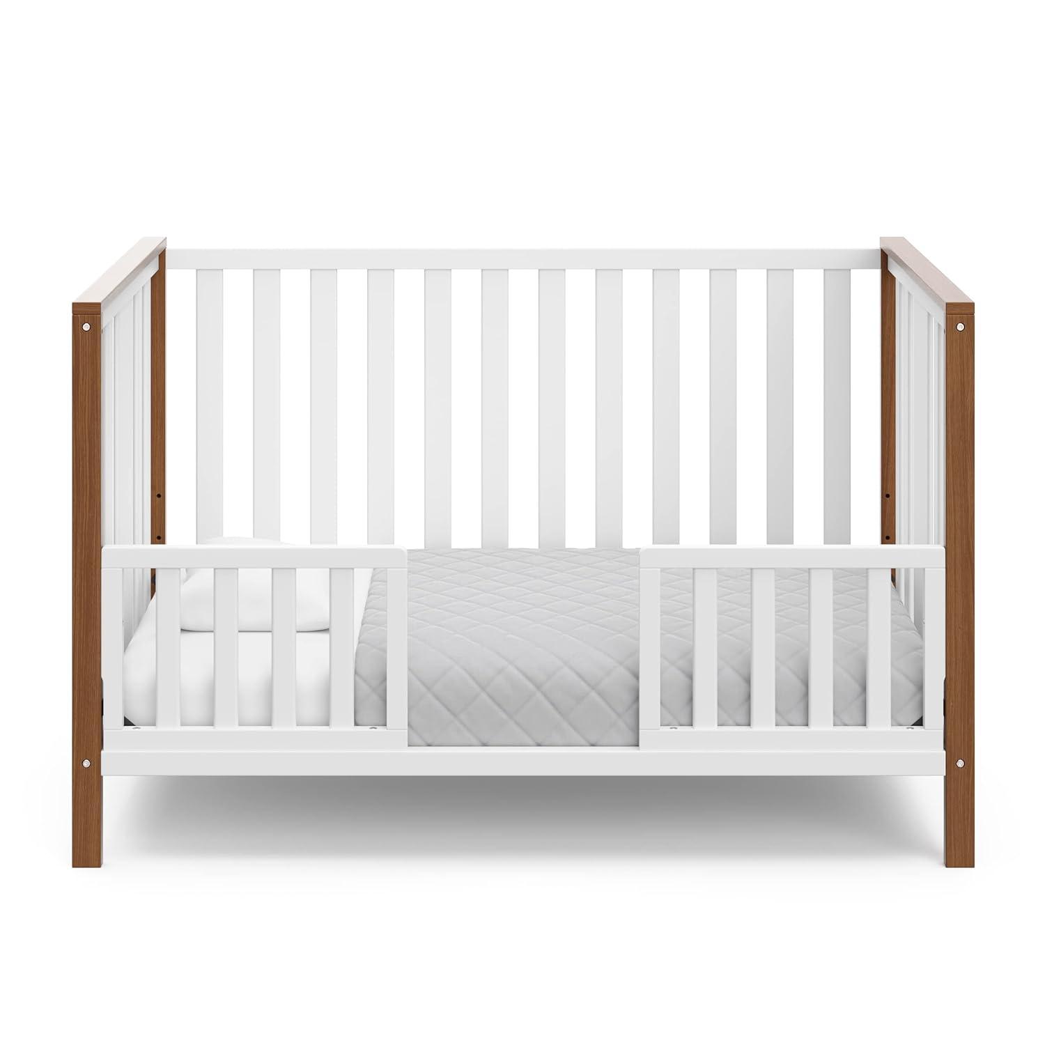 imageStorkcraft Modern Pacific 4in1 Convertible Crib White with Vintage Driftwood GREENGUARD Gold Certified Converts from Baby Crib to Toddler Bed and FullSize Bed Adjustable Mattress Support BaseWhiteVintage Driftwood