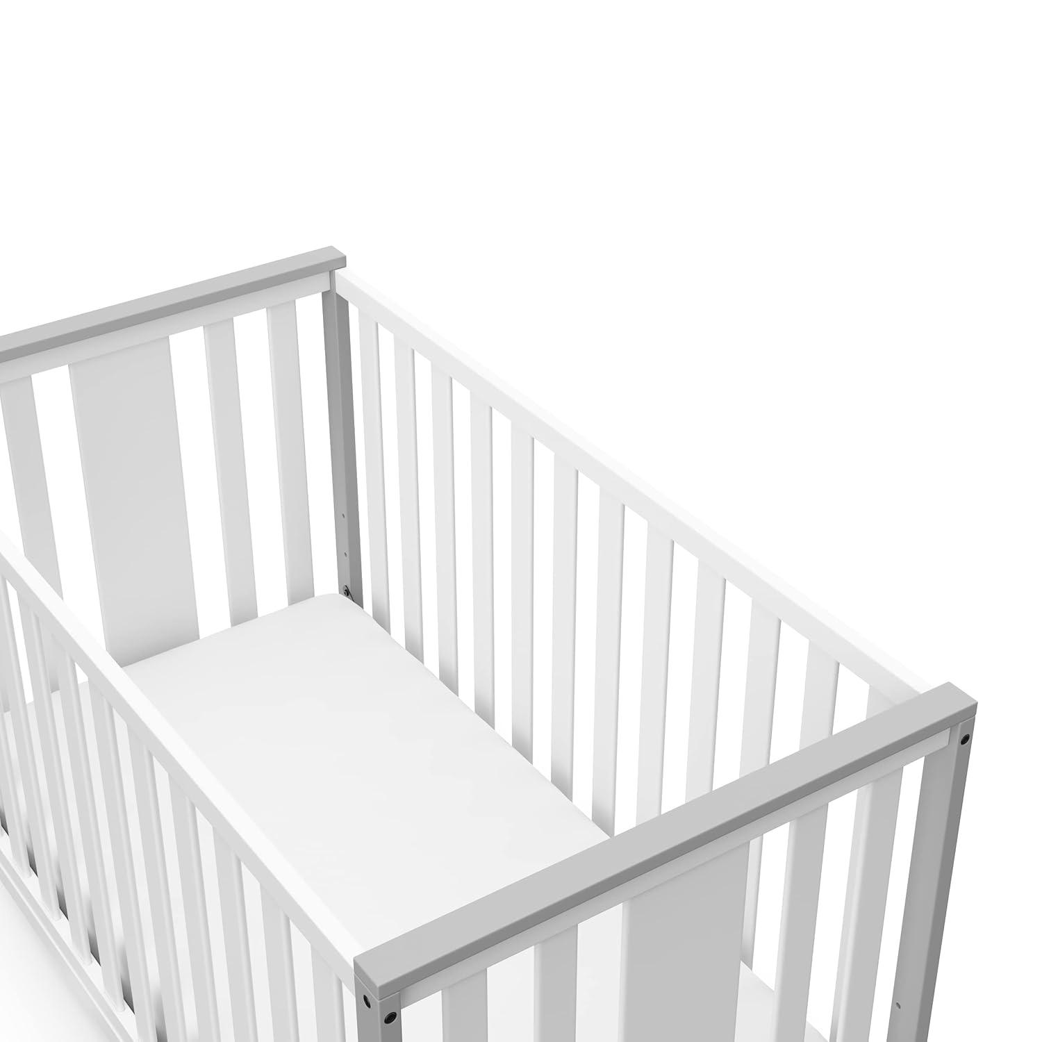 imageStorkcraft Modern Pacific 4in1 Convertible Crib White with Vintage Driftwood GREENGUARD Gold Certified Converts from Baby Crib to Toddler Bed and FullSize Bed Adjustable Mattress Support BaseWhitePebble Gray