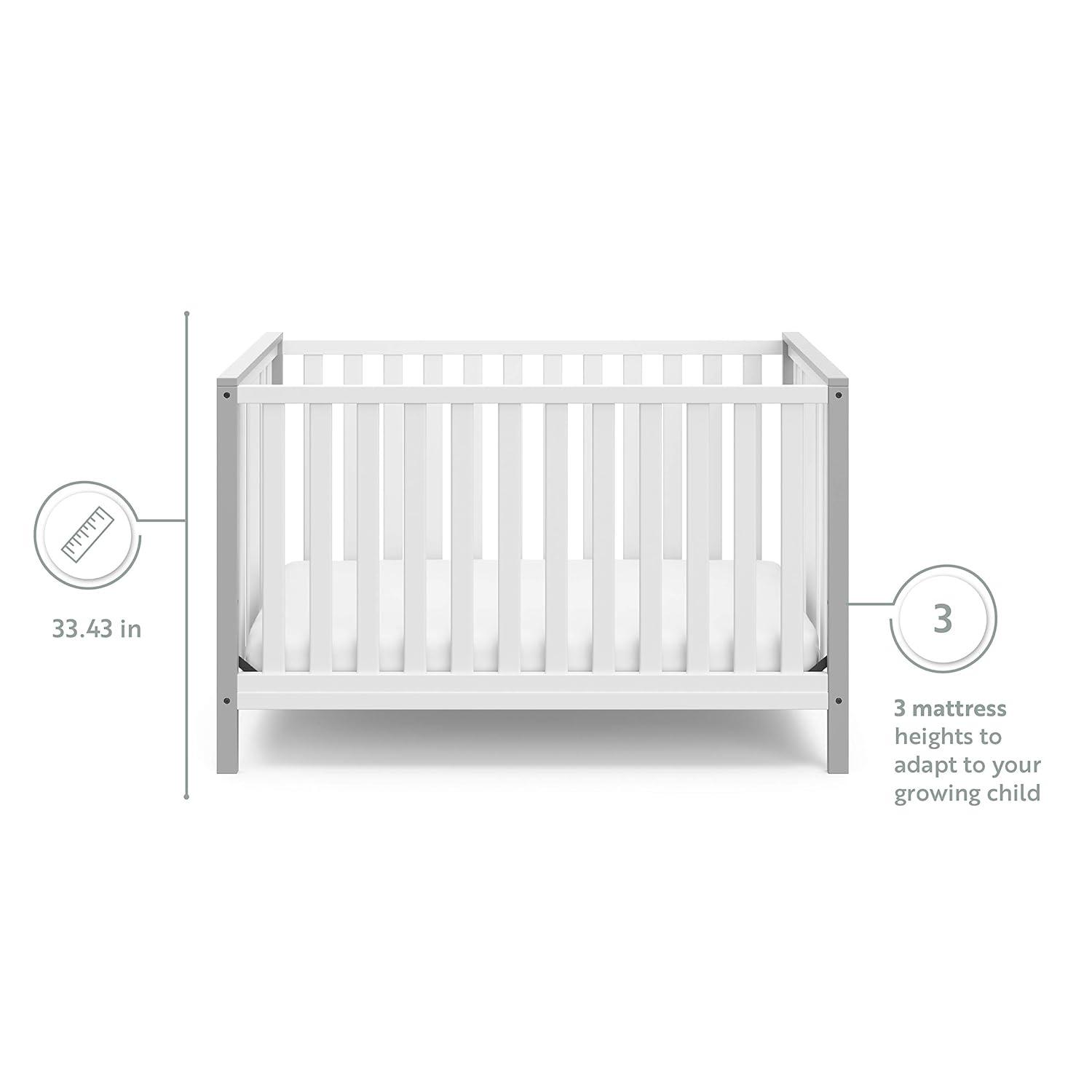 imageStorkcraft Modern Pacific 4in1 Convertible Crib White with Vintage Driftwood GREENGUARD Gold Certified Converts from Baby Crib to Toddler Bed and FullSize Bed Adjustable Mattress Support BaseWhitePebble Gray