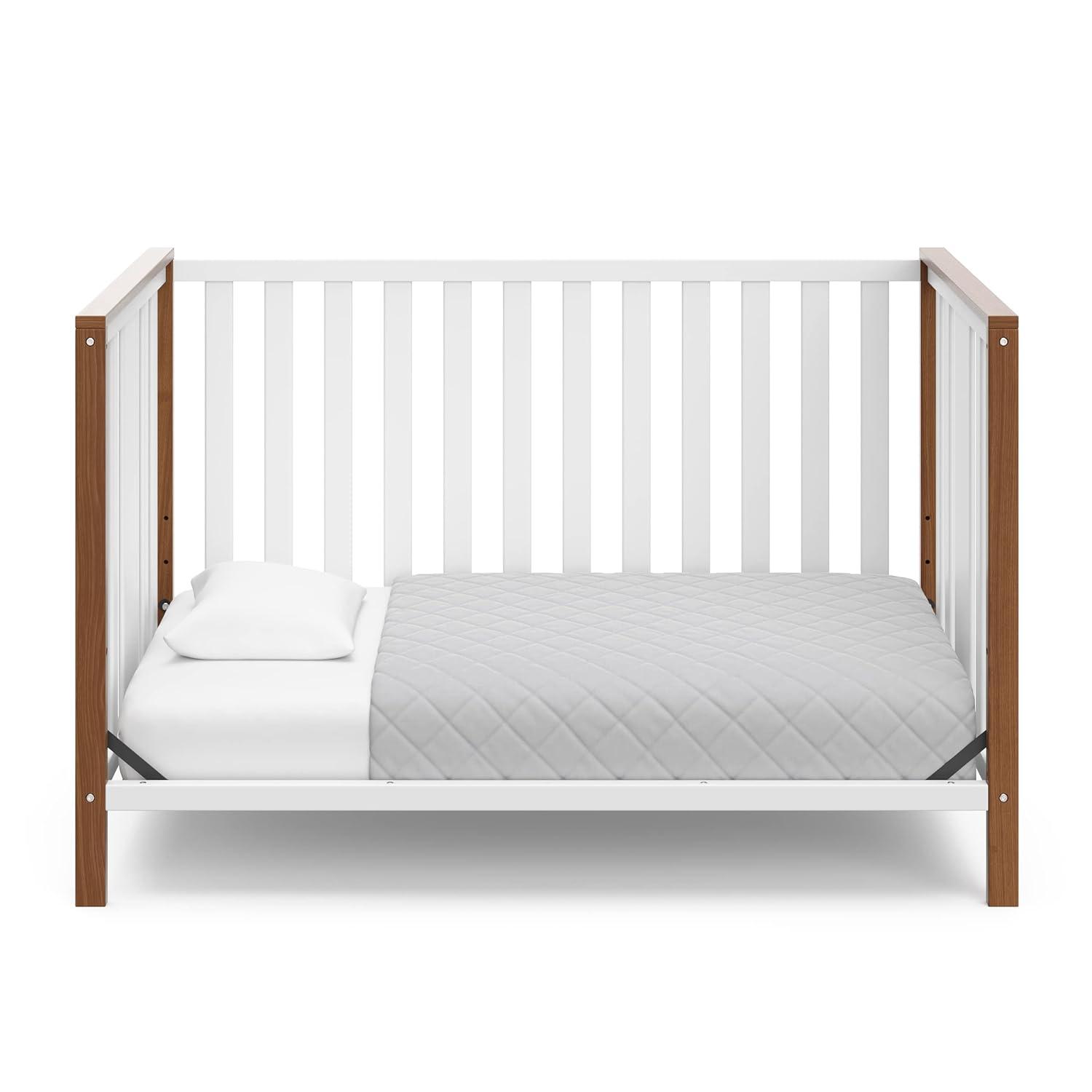 imageStorkcraft Modern Pacific 4in1 Convertible Crib White with Vintage Driftwood GREENGUARD Gold Certified Converts from Baby Crib to Toddler Bed and FullSize Bed Adjustable Mattress Support BaseWhiteVintage Driftwood
