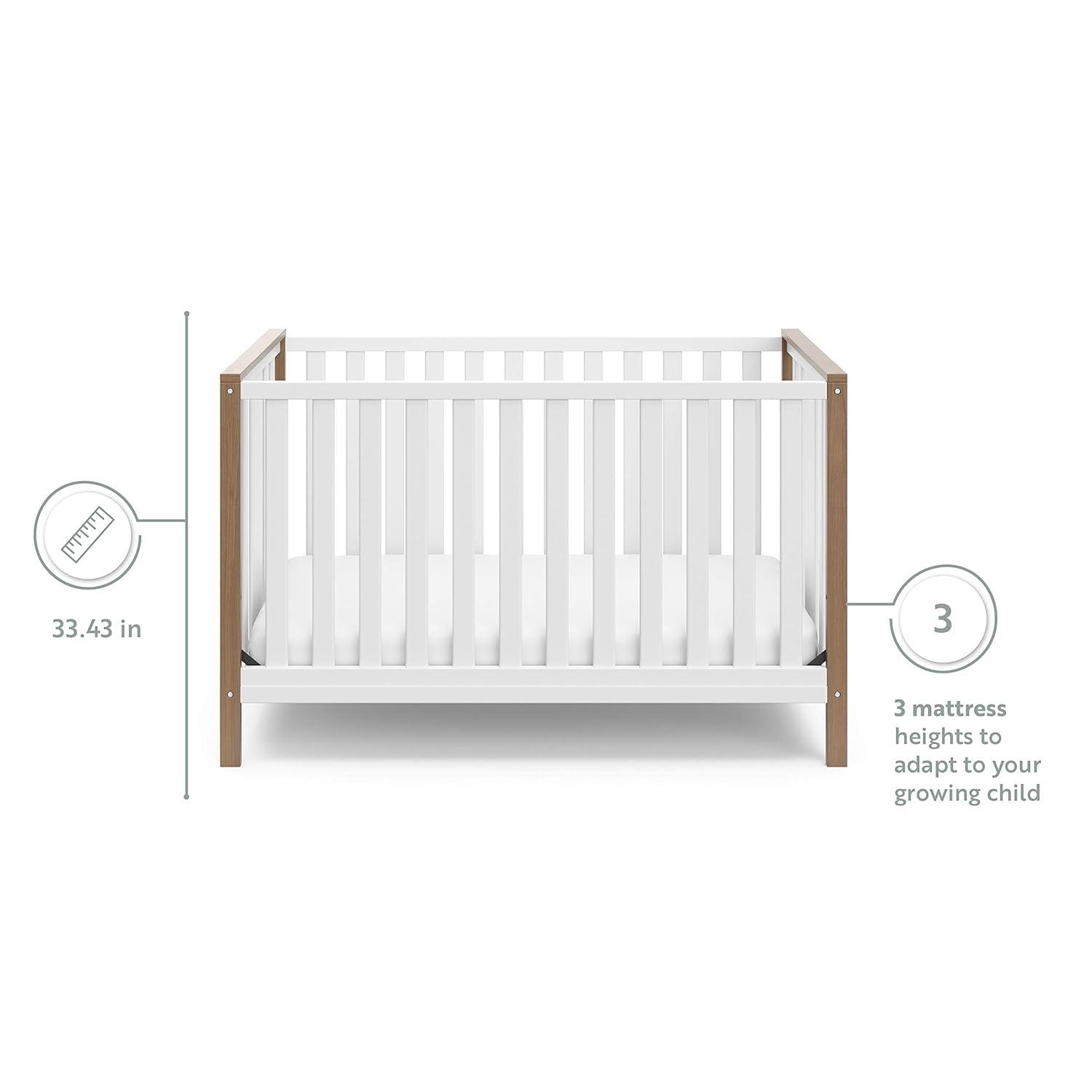imageStorkcraft Modern Pacific 4in1 Convertible Crib White with Vintage Driftwood GREENGUARD Gold Certified Converts from Baby Crib to Toddler Bed and FullSize Bed Adjustable Mattress Support BaseWhiteVintage Driftwood