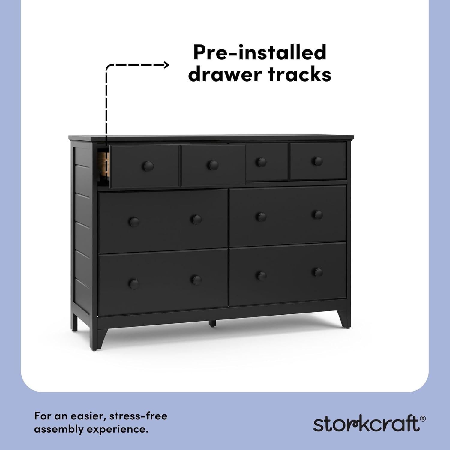 imageStorkcraft Moss 6 Drawer Dresser White GREENGUARD Gold Certified Nursery Dresser SafetyFocused Interlocking Drawer System Chest of Drawers for Bedroom Wood CraftsmanshipBlack