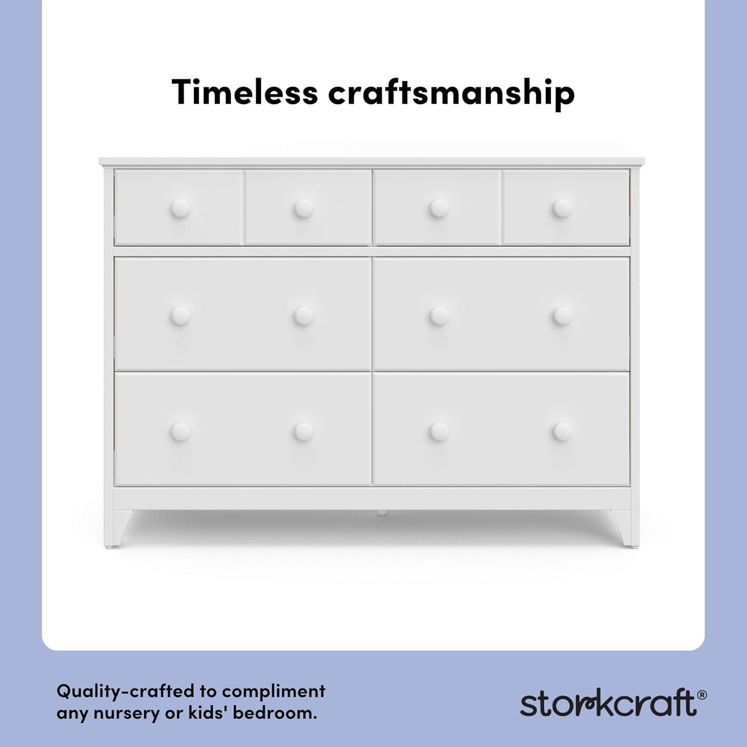 imageStorkcraft Moss 6 Drawer Dresser White GREENGUARD Gold Certified Nursery Dresser SafetyFocused Interlocking Drawer System Chest of Drawers for Bedroom Wood CraftsmanshipWhite