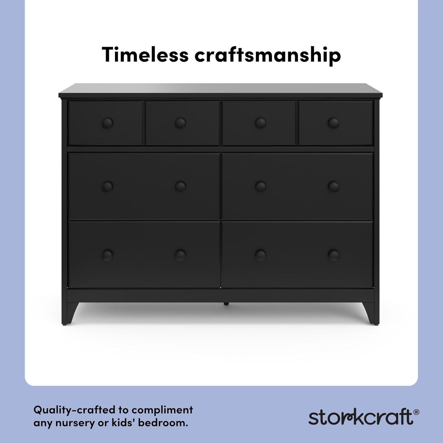 imageStorkcraft Moss 6 Drawer Dresser White GREENGUARD Gold Certified Nursery Dresser SafetyFocused Interlocking Drawer System Chest of Drawers for Bedroom Wood CraftsmanshipBlack