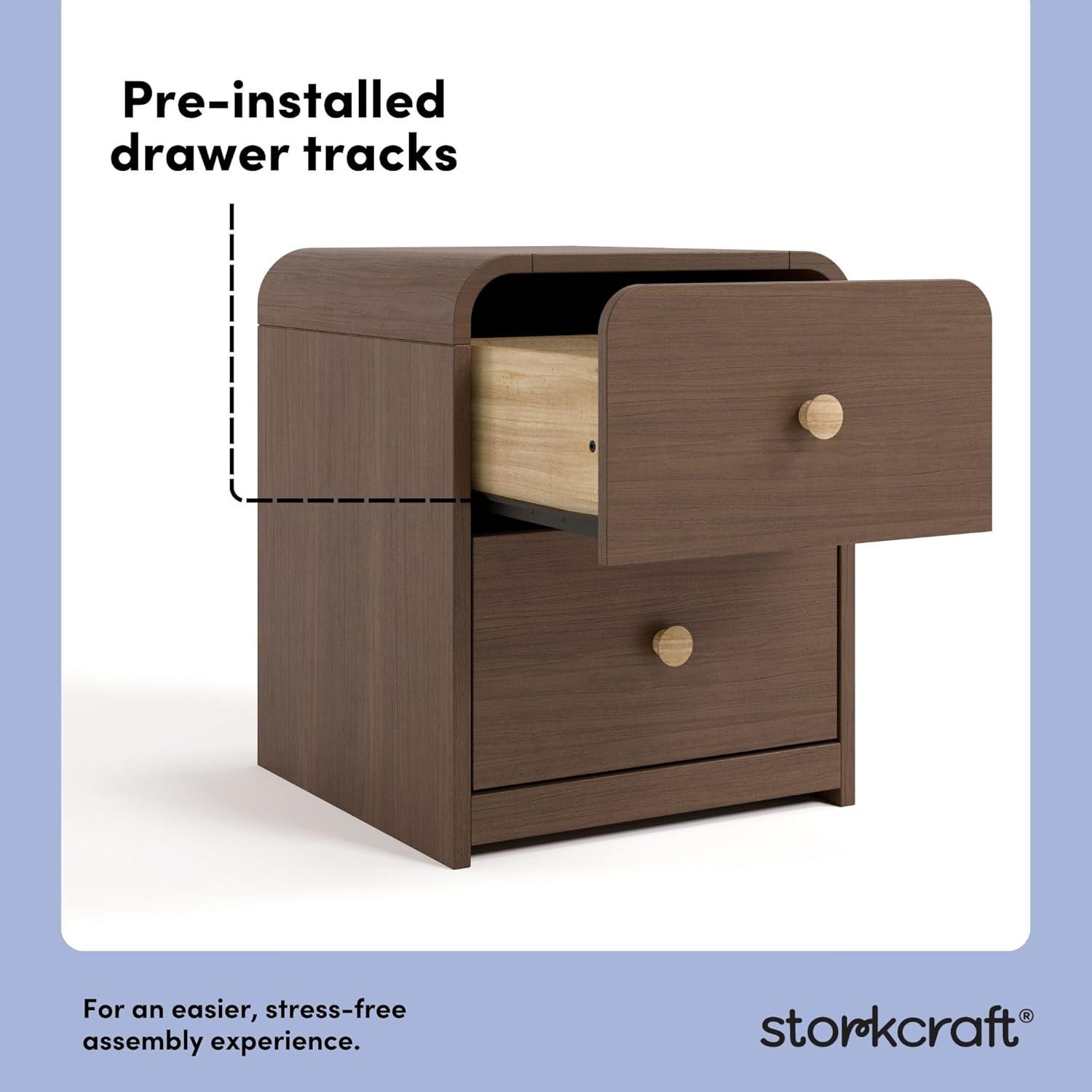 imageStorkcraft Next Santos 2Drawer Nightstand Olive with Natural GREENGUARD Gold Certified PreInstalled Drawer Tracks for Easier Assembly Nightstand Organizer for Kids BedroomHazelnut With Natural