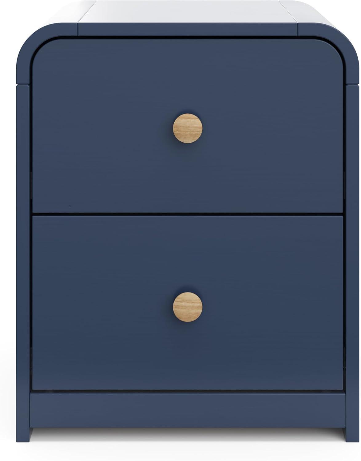 imageStorkcraft Next Santos 2Drawer Nightstand Olive with Natural GREENGUARD Gold Certified PreInstalled Drawer Tracks for Easier Assembly Nightstand Organizer for Kids BedroomMidnight Blue With Natural