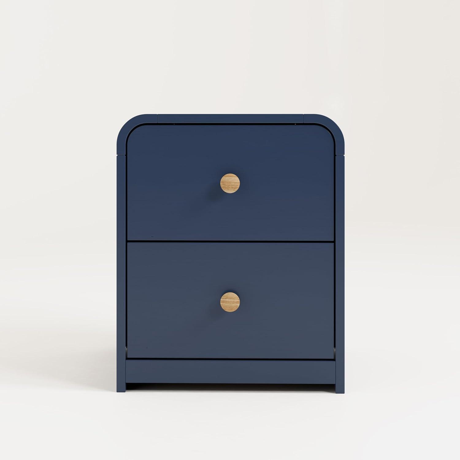 imageStorkcraft Next Santos 2Drawer Nightstand Olive with Natural GREENGUARD Gold Certified PreInstalled Drawer Tracks for Easier Assembly Nightstand Organizer for Kids BedroomMidnight Blue With Natural