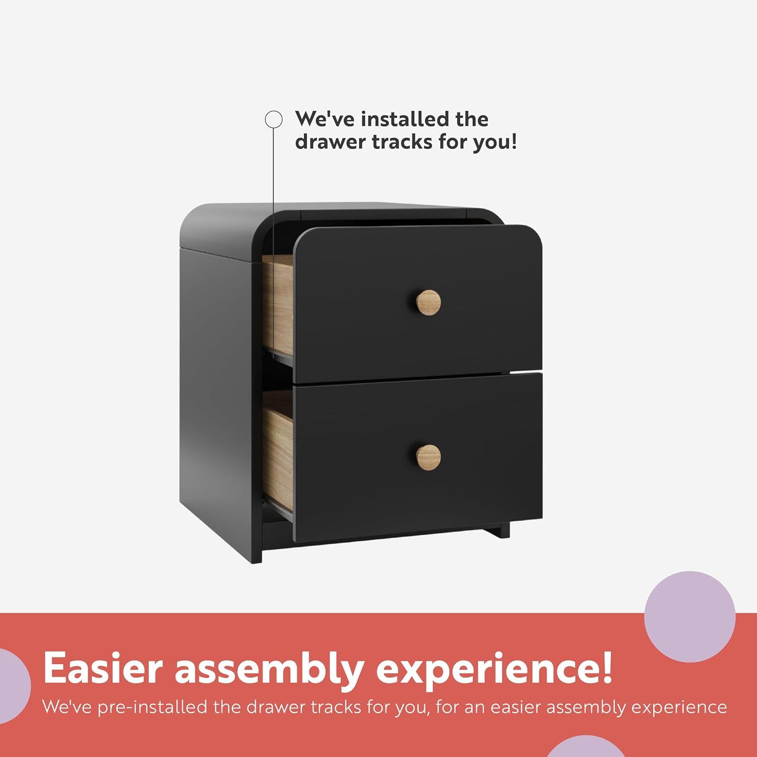 imageStorkcraft Next Santos 2Drawer Nightstand Olive with Natural GREENGUARD Gold Certified PreInstalled Drawer Tracks for Easier Assembly Nightstand Organizer for Kids BedroomBlack With Natural