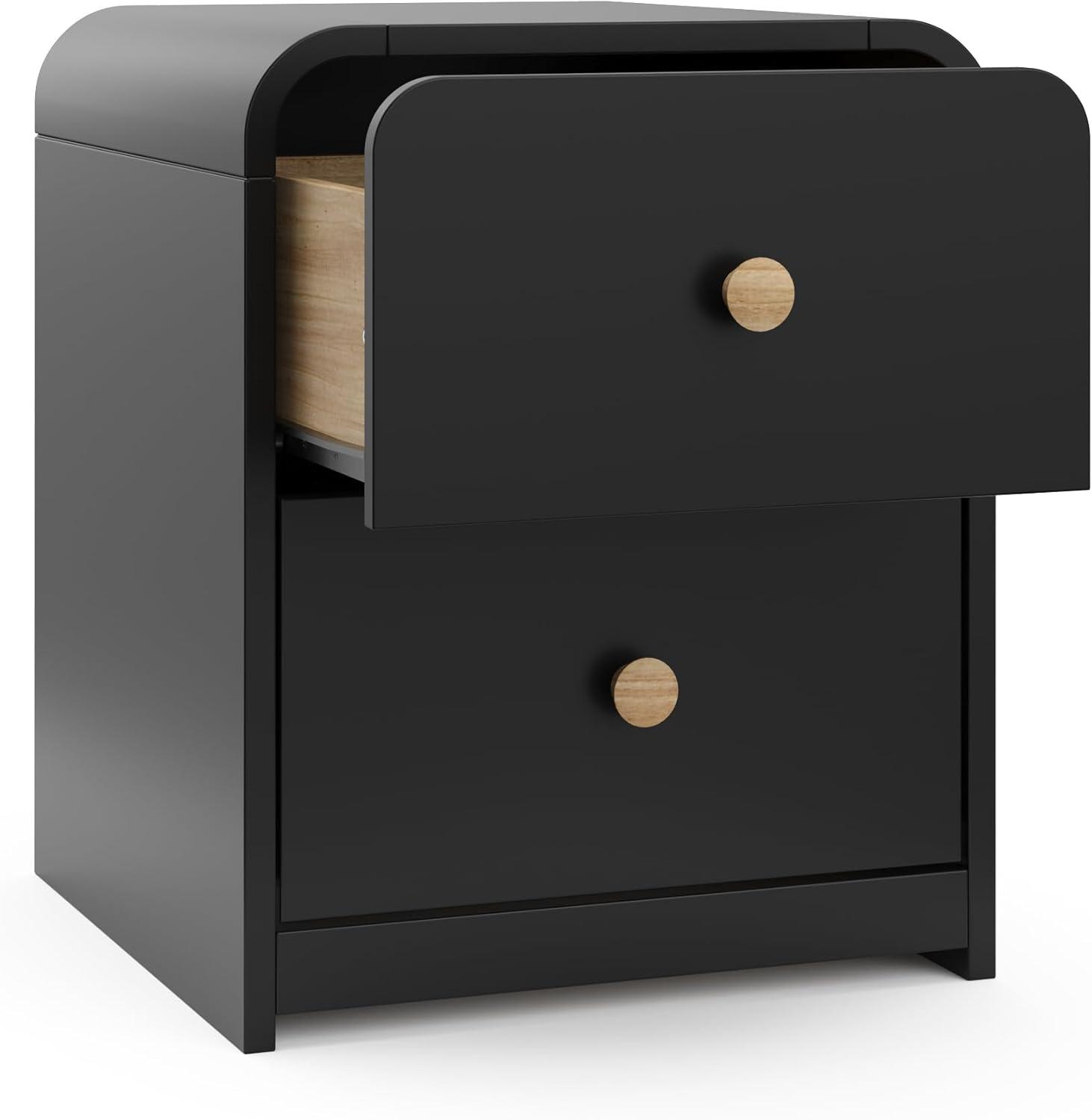 imageStorkcraft Next Santos 2Drawer Nightstand Olive with Natural GREENGUARD Gold Certified PreInstalled Drawer Tracks for Easier Assembly Nightstand Organizer for Kids BedroomBlack With Natural