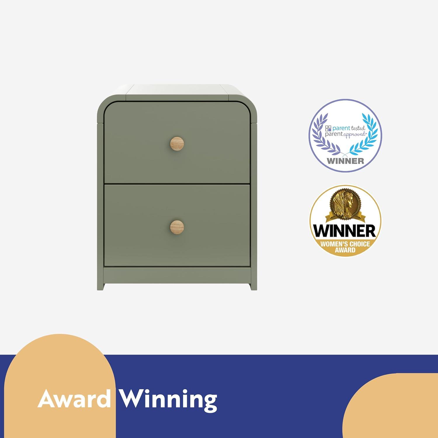 imageStorkcraft Next Santos 2Drawer Nightstand Olive with Natural GREENGUARD Gold Certified PreInstalled Drawer Tracks for Easier Assembly Nightstand Organizer for Kids BedroomOlive With Natural