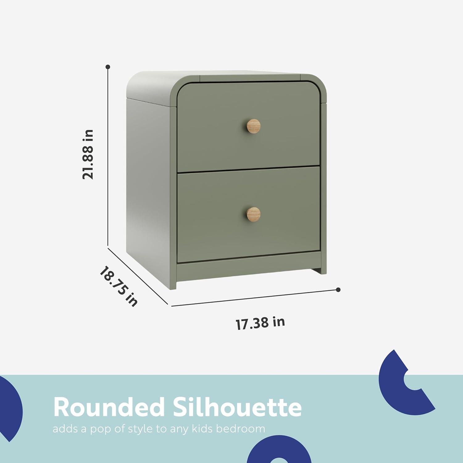 imageStorkcraft Next Santos 2Drawer Nightstand Olive with Natural GREENGUARD Gold Certified PreInstalled Drawer Tracks for Easier Assembly Nightstand Organizer for Kids BedroomOlive With Natural