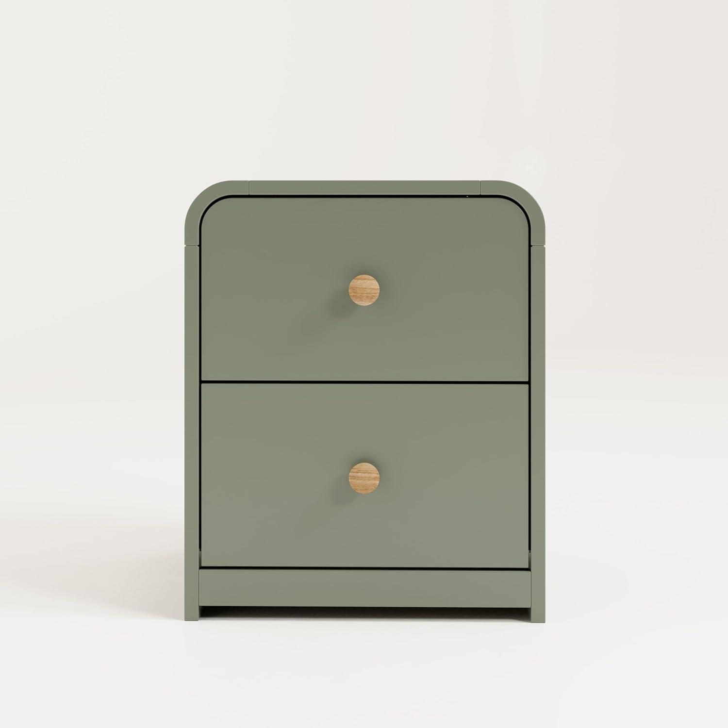 imageStorkcraft Next Santos 2Drawer Nightstand Olive with Natural GREENGUARD Gold Certified PreInstalled Drawer Tracks for Easier Assembly Nightstand Organizer for Kids BedroomOlive With Natural