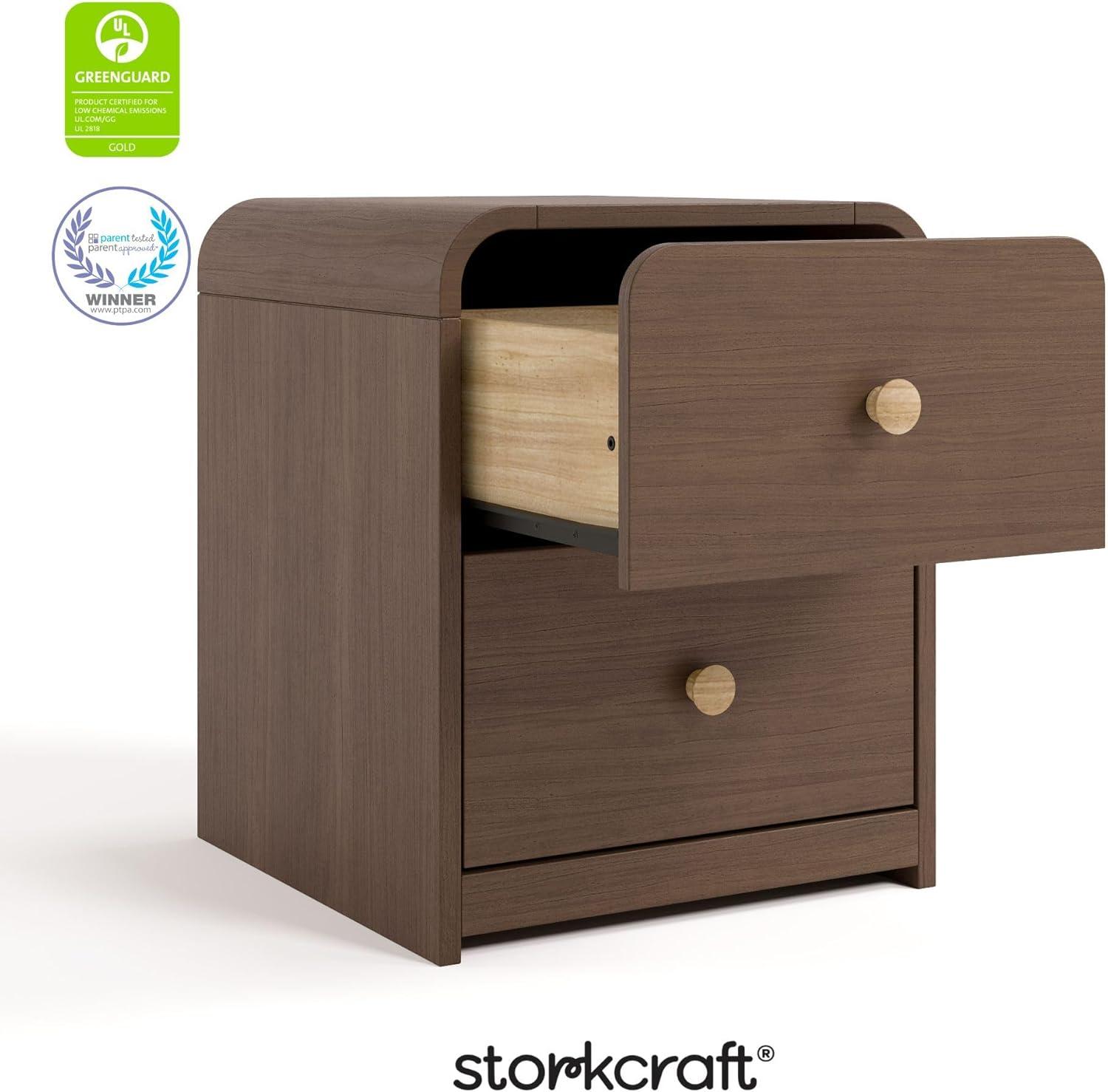 imageStorkcraft Next Santos 2Drawer Nightstand Olive with Natural GREENGUARD Gold Certified PreInstalled Drawer Tracks for Easier Assembly Nightstand Organizer for Kids BedroomHazelnut With Natural
