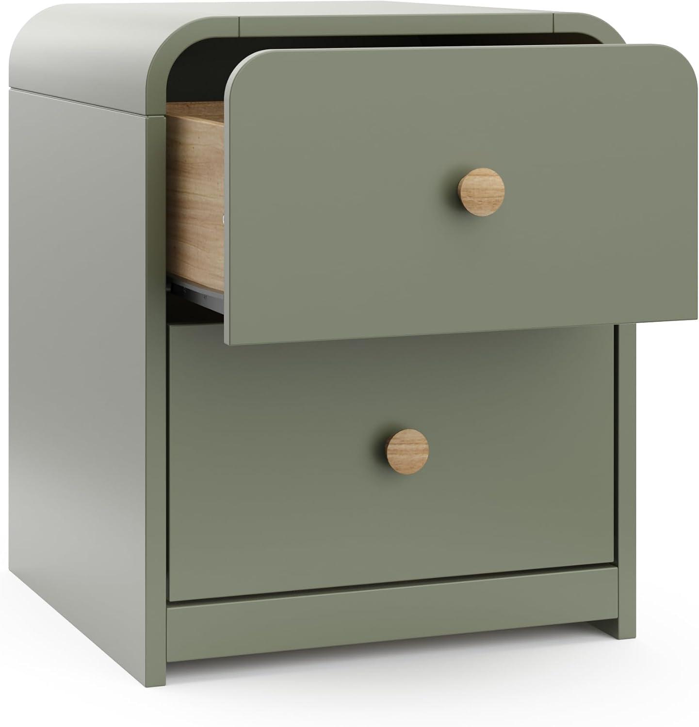 imageStorkcraft Next Santos 2Drawer Nightstand Olive with Natural GREENGUARD Gold Certified PreInstalled Drawer Tracks for Easier Assembly Nightstand Organizer for Kids BedroomOlive With Natural