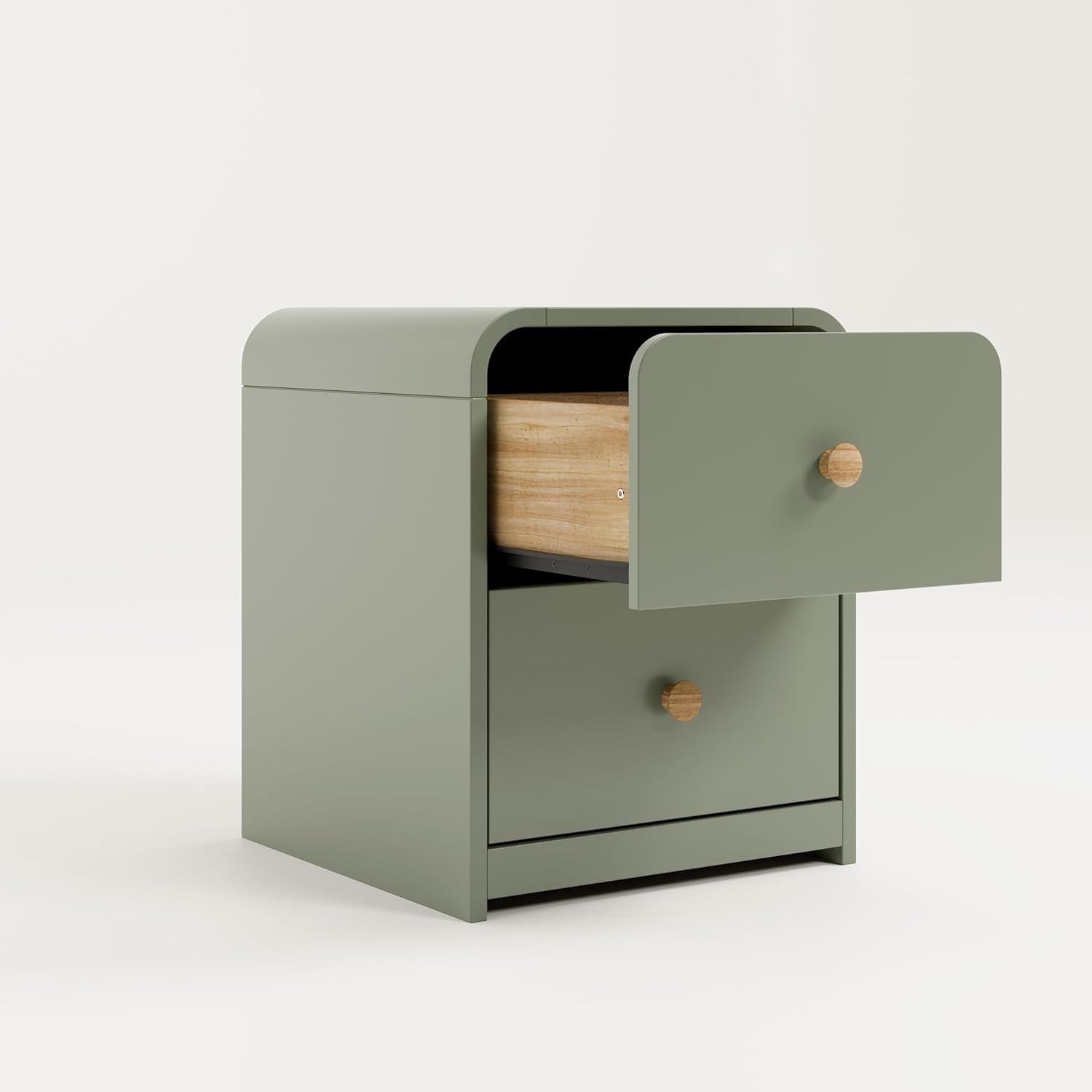 imageStorkcraft Next Santos 2Drawer Nightstand Olive with Natural GREENGUARD Gold Certified PreInstalled Drawer Tracks for Easier Assembly Nightstand Organizer for Kids BedroomOlive With Natural