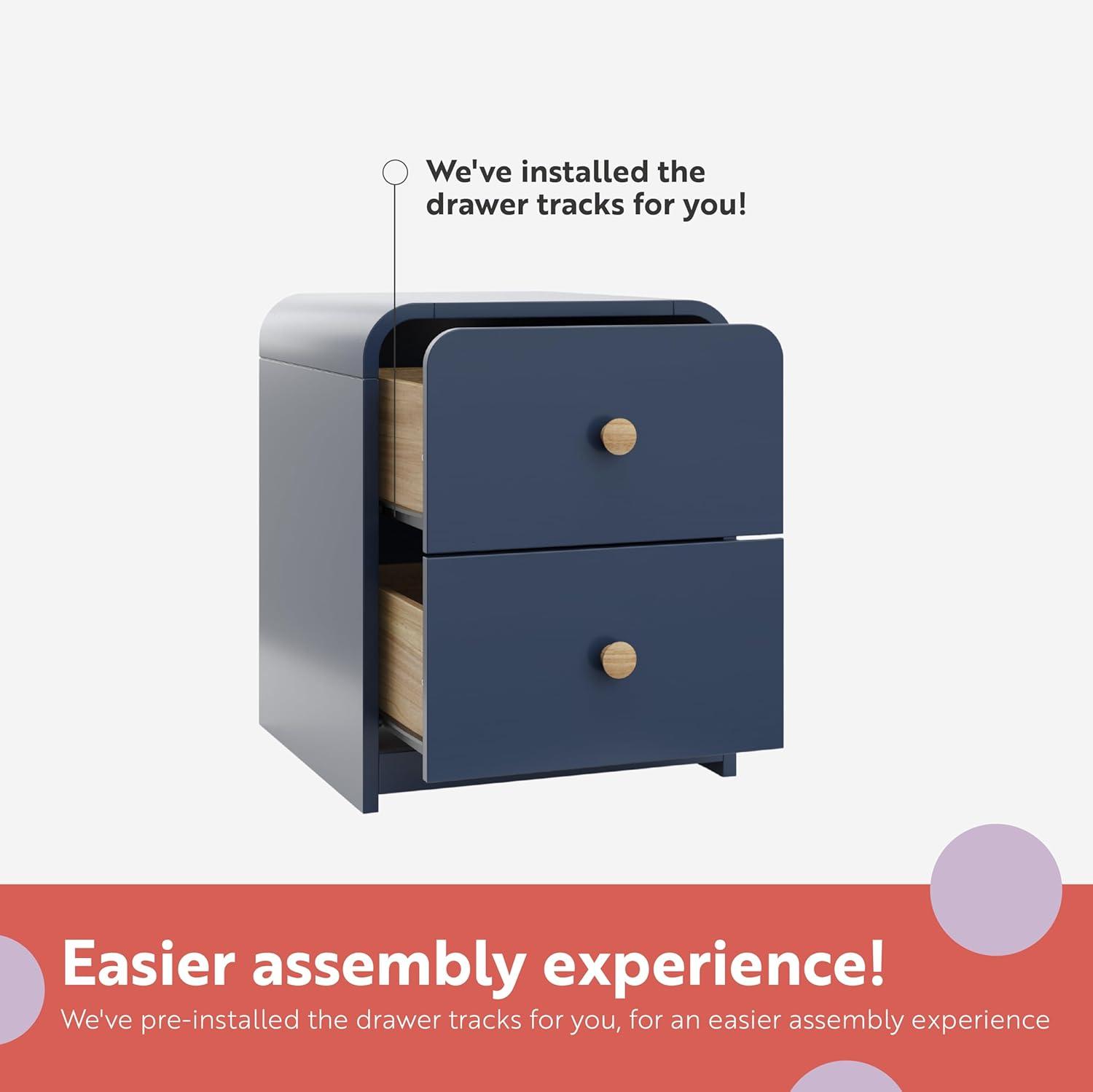 imageStorkcraft Next Santos 2Drawer Nightstand Olive with Natural GREENGUARD Gold Certified PreInstalled Drawer Tracks for Easier Assembly Nightstand Organizer for Kids BedroomMidnight Blue With Natural