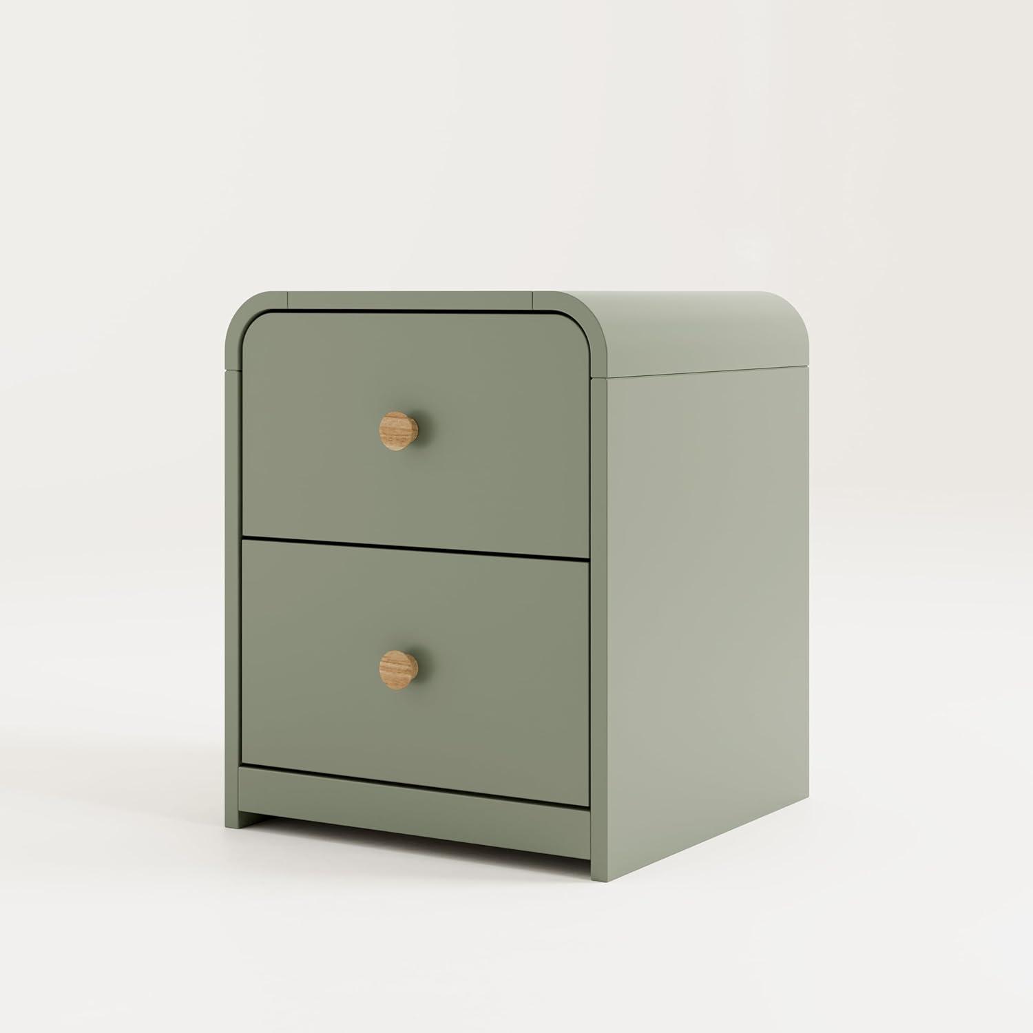 imageStorkcraft Next Santos 2Drawer Nightstand Olive with Natural GREENGUARD Gold Certified PreInstalled Drawer Tracks for Easier Assembly Nightstand Organizer for Kids BedroomOlive With Natural