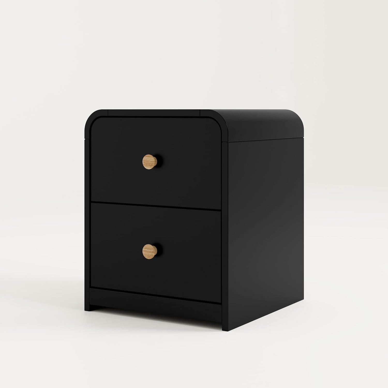 imageStorkcraft Next Santos 2Drawer Nightstand Olive with Natural GREENGUARD Gold Certified PreInstalled Drawer Tracks for Easier Assembly Nightstand Organizer for Kids BedroomBlack With Natural