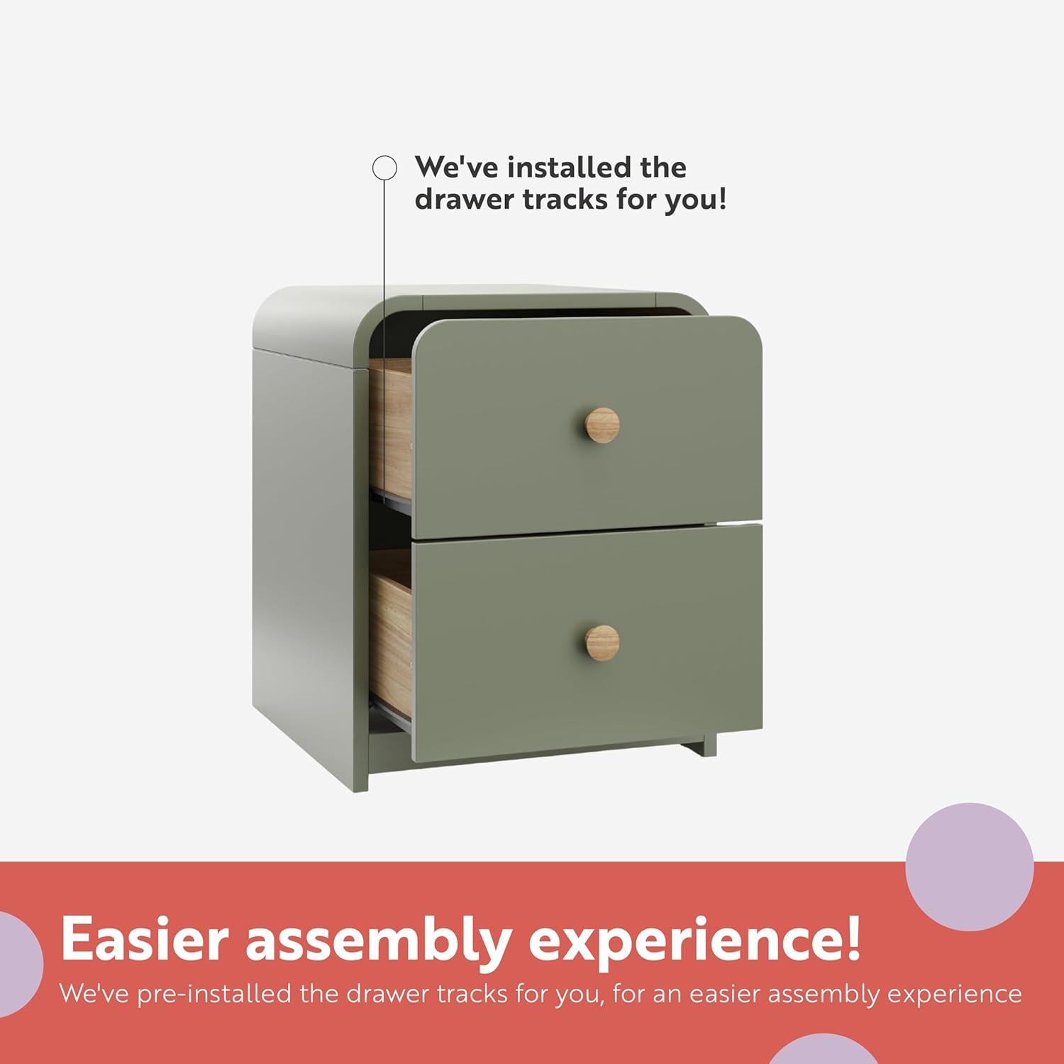 imageStorkcraft Next Santos 2Drawer Nightstand Olive with Natural GREENGUARD Gold Certified PreInstalled Drawer Tracks for Easier Assembly Nightstand Organizer for Kids BedroomOlive With Natural