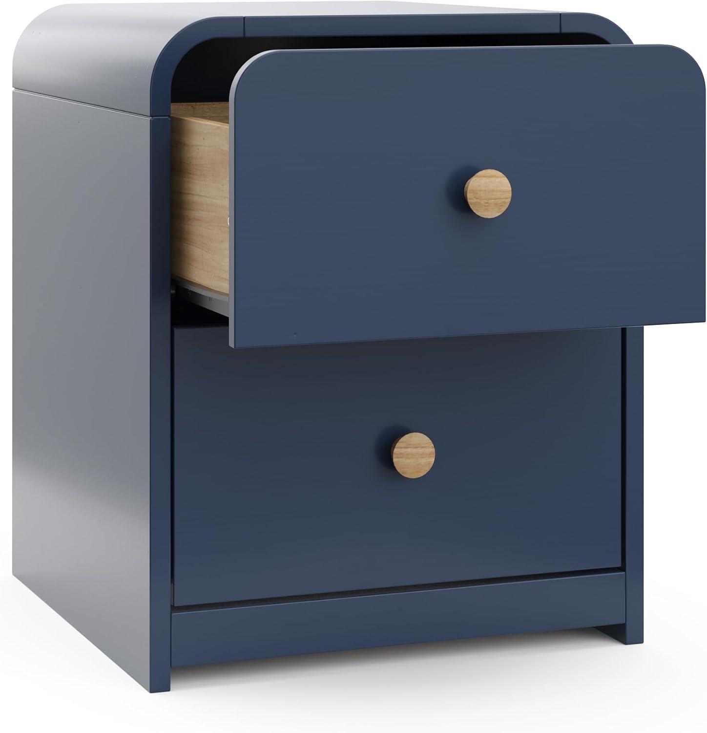 imageStorkcraft Next Santos 2Drawer Nightstand Olive with Natural GREENGUARD Gold Certified PreInstalled Drawer Tracks for Easier Assembly Nightstand Organizer for Kids BedroomMidnight Blue With Natural