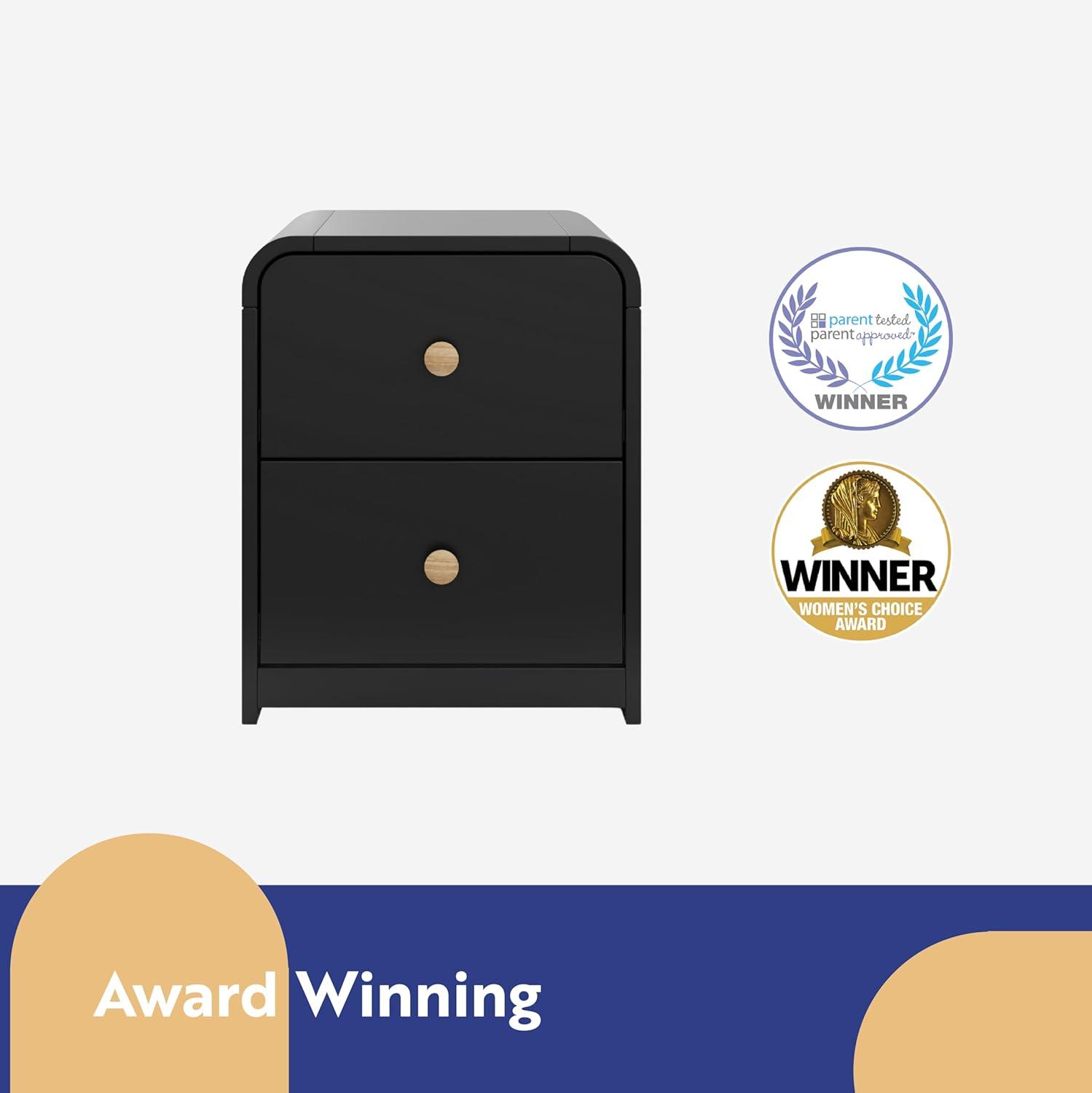 imageStorkcraft Next Santos 2Drawer Nightstand Olive with Natural GREENGUARD Gold Certified PreInstalled Drawer Tracks for Easier Assembly Nightstand Organizer for Kids BedroomBlack With Natural