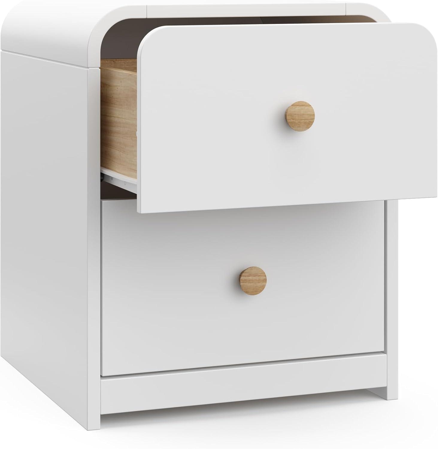 imageStorkcraft Next Santos 2Drawer Nightstand Olive with Natural GREENGUARD Gold Certified PreInstalled Drawer Tracks for Easier Assembly Nightstand Organizer for Kids BedroomWhite With Natural