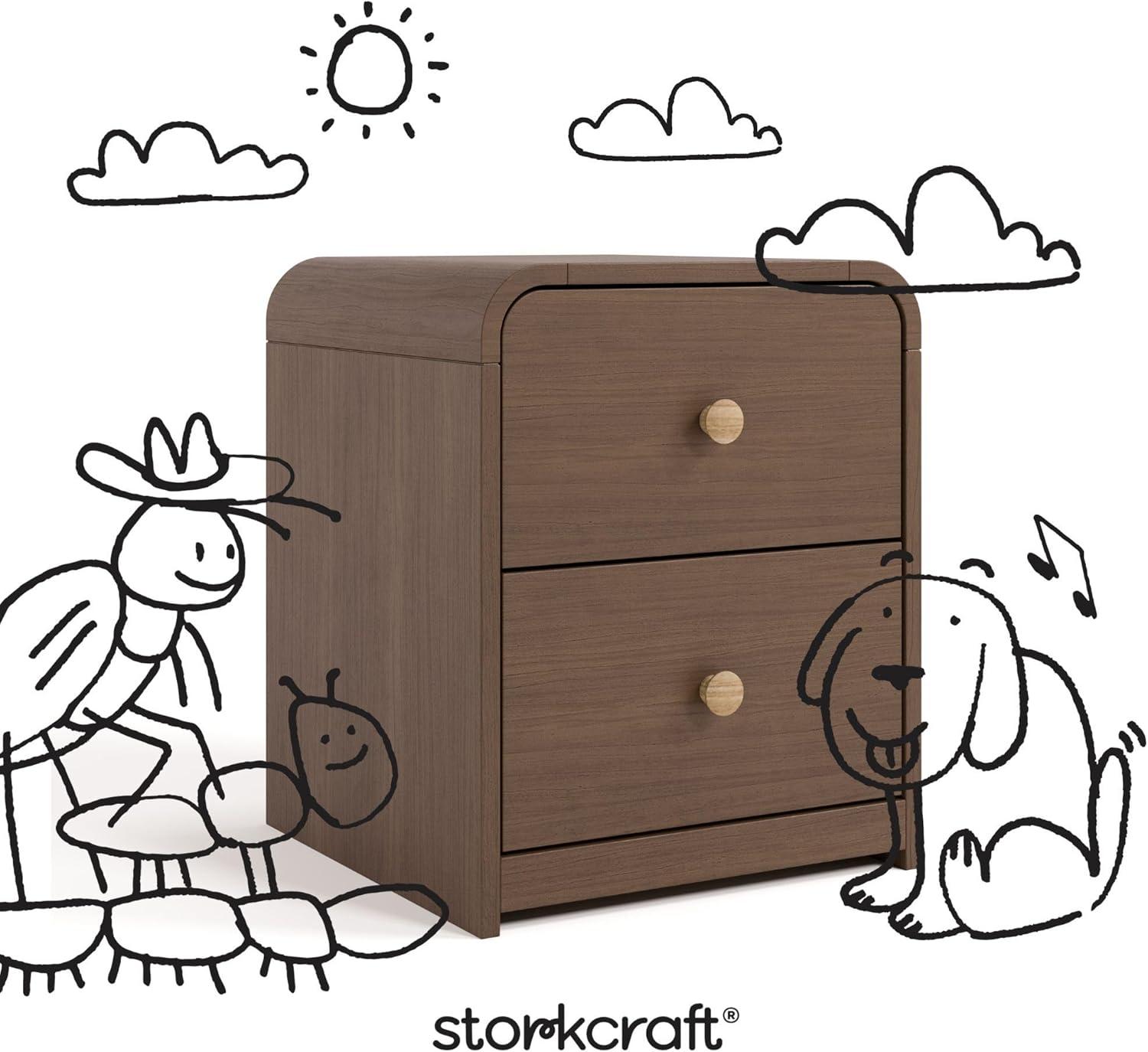 imageStorkcraft Next Santos 2Drawer Nightstand Olive with Natural GREENGUARD Gold Certified PreInstalled Drawer Tracks for Easier Assembly Nightstand Organizer for Kids BedroomHazelnut With Natural