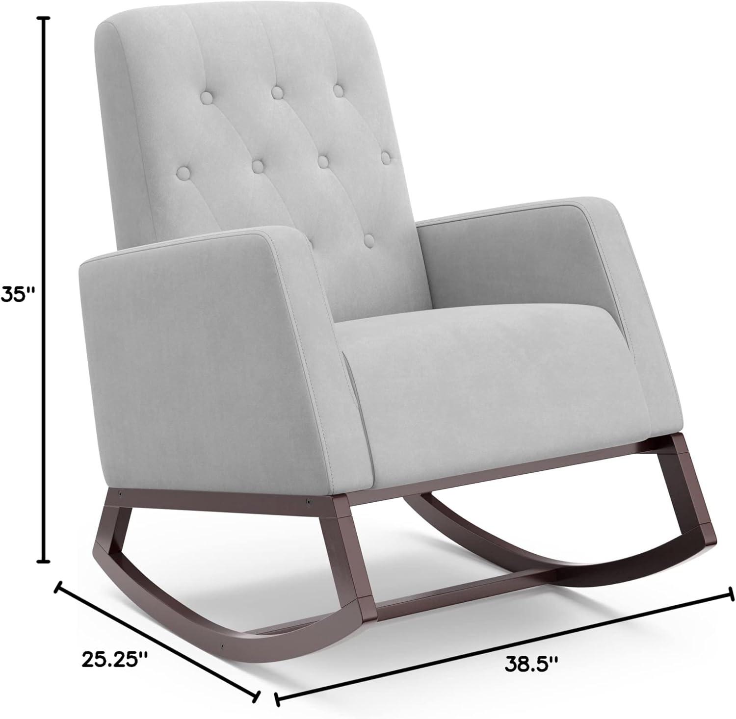 imageStorkcraft Northern Lights Premium Upholstered Nursery Rocking Chair Ivory with Natural Stylish ampamp Supportive Nursery Chair with Natural Wood Rocker Base Premium Button Tufting for Classic StyleEspressoSteel