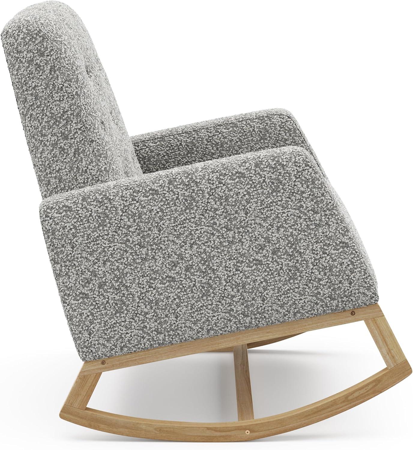 imageStorkcraft Northern Lights Premium Upholstered Nursery Rocking Chair Ivory with Natural Stylish ampamp Supportive Nursery Chair with Natural Wood Rocker Base Premium Button Tufting for Classic StyleNaturalSaltpepper Boucle