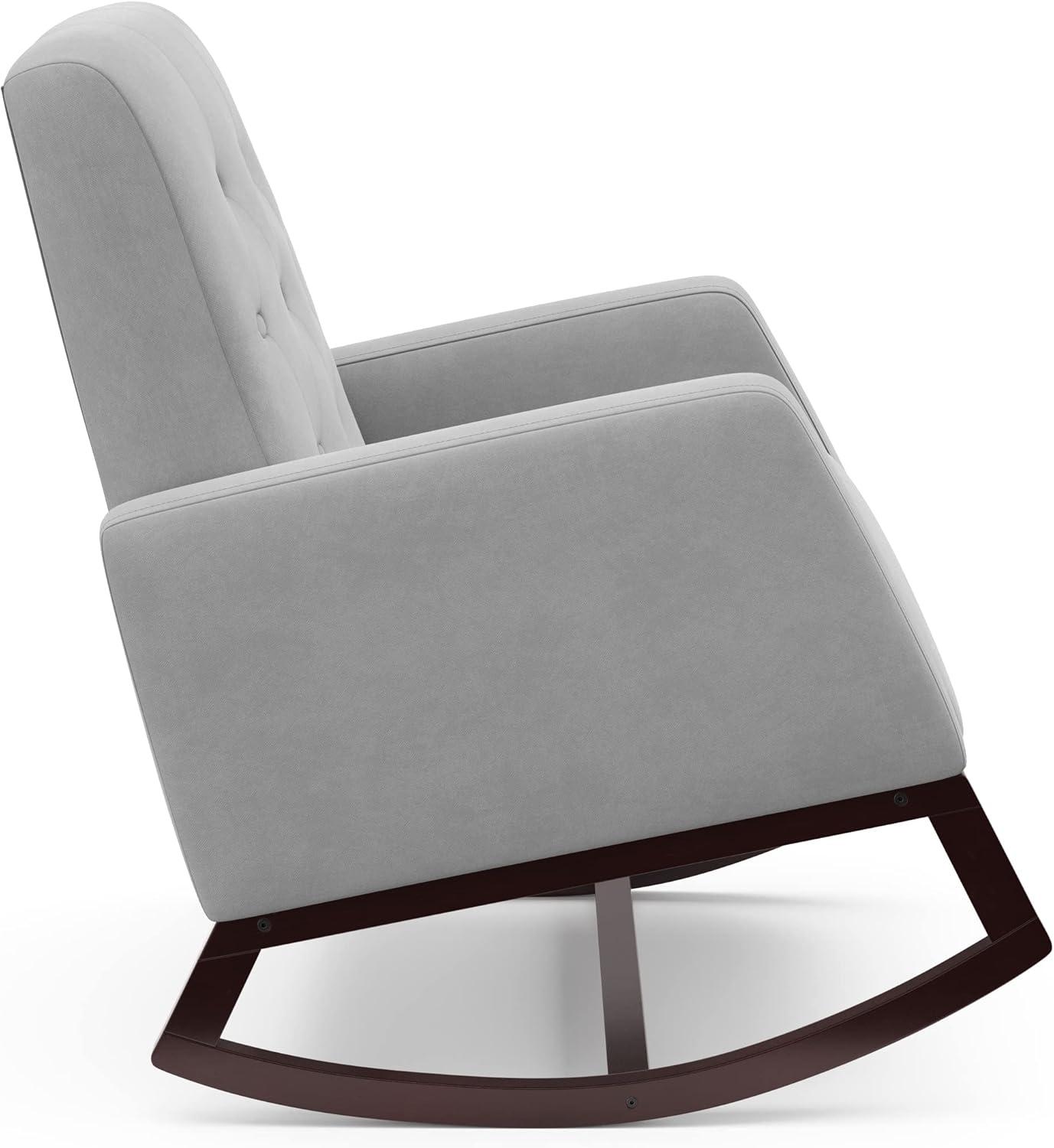 imageStorkcraft Northern Lights Premium Upholstered Nursery Rocking Chair Ivory with Natural Stylish ampamp Supportive Nursery Chair with Natural Wood Rocker Base Premium Button Tufting for Classic StyleEspressoSteel