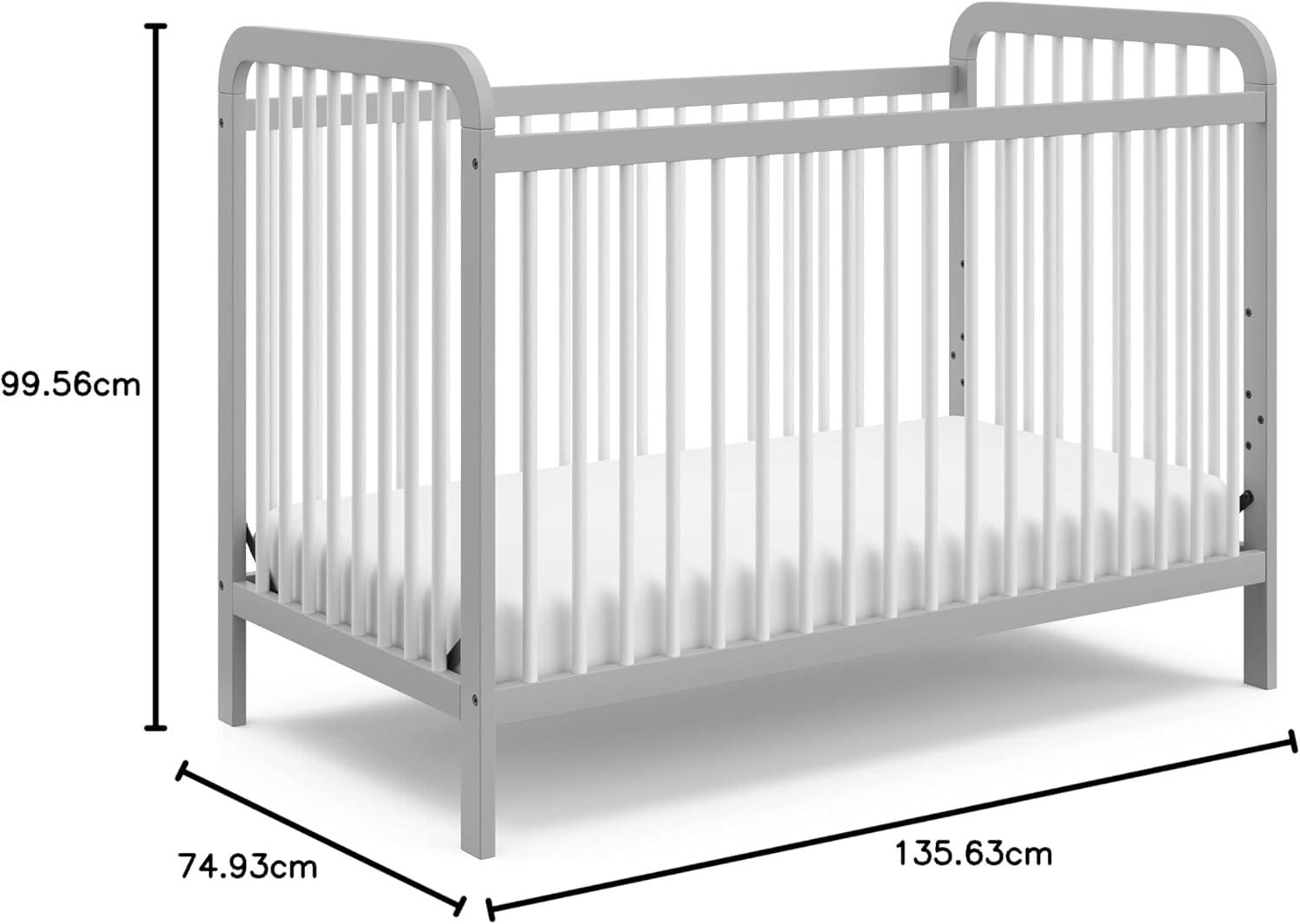 imageStorkcraft Pasadena 3in1 Convertible Crib White GREENGUARD Gold Certified Converts to Daybed and Toddler Bed Fits Standard FullSize Crib Mattress Adjustable Mattress HeightPebble Gray With White