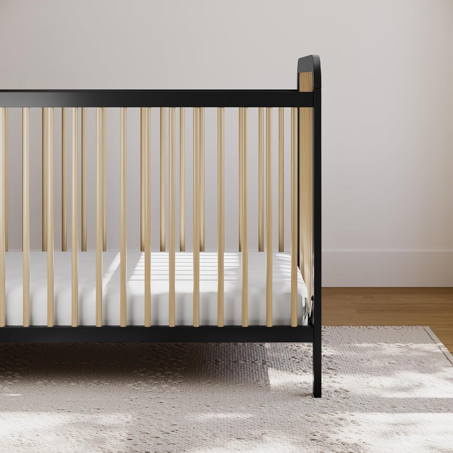 imageStorkcraft Pasadena 3in1 Convertible Crib White GREENGUARD Gold Certified Converts to Daybed and Toddler Bed Fits Standard FullSize Crib Mattress Adjustable Mattress HeightBlack With Driftwood