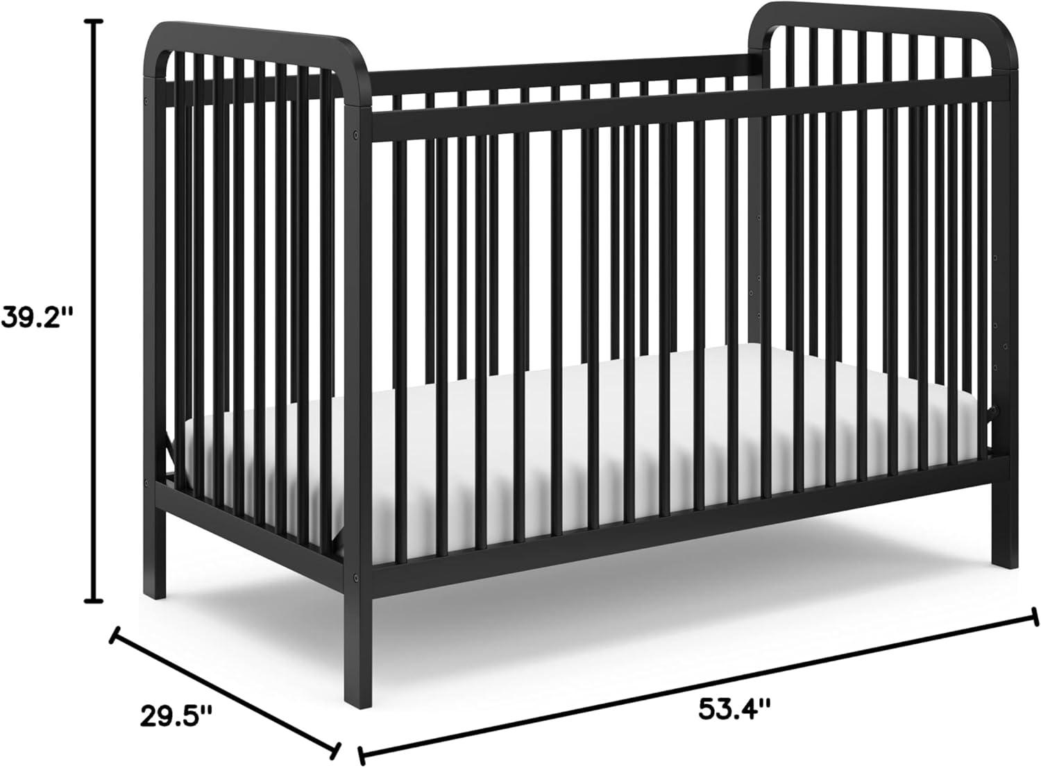 imageStorkcraft Pasadena 3in1 Convertible Crib White GREENGUARD Gold Certified Converts to Daybed and Toddler Bed Fits Standard FullSize Crib Mattress Adjustable Mattress HeightBlack