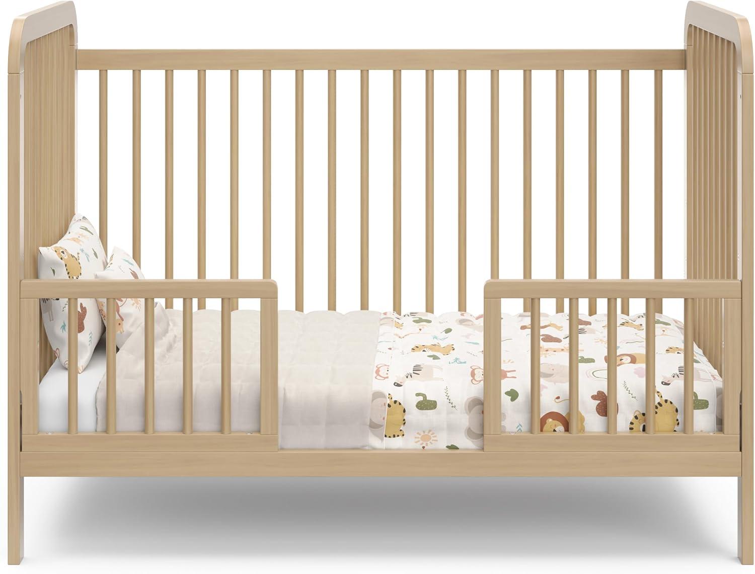 imageStorkcraft Pasadena 3in1 Convertible Crib White GREENGUARD Gold Certified Converts to Daybed and Toddler Bed Fits Standard FullSize Crib Mattress Adjustable Mattress HeightDriftwood