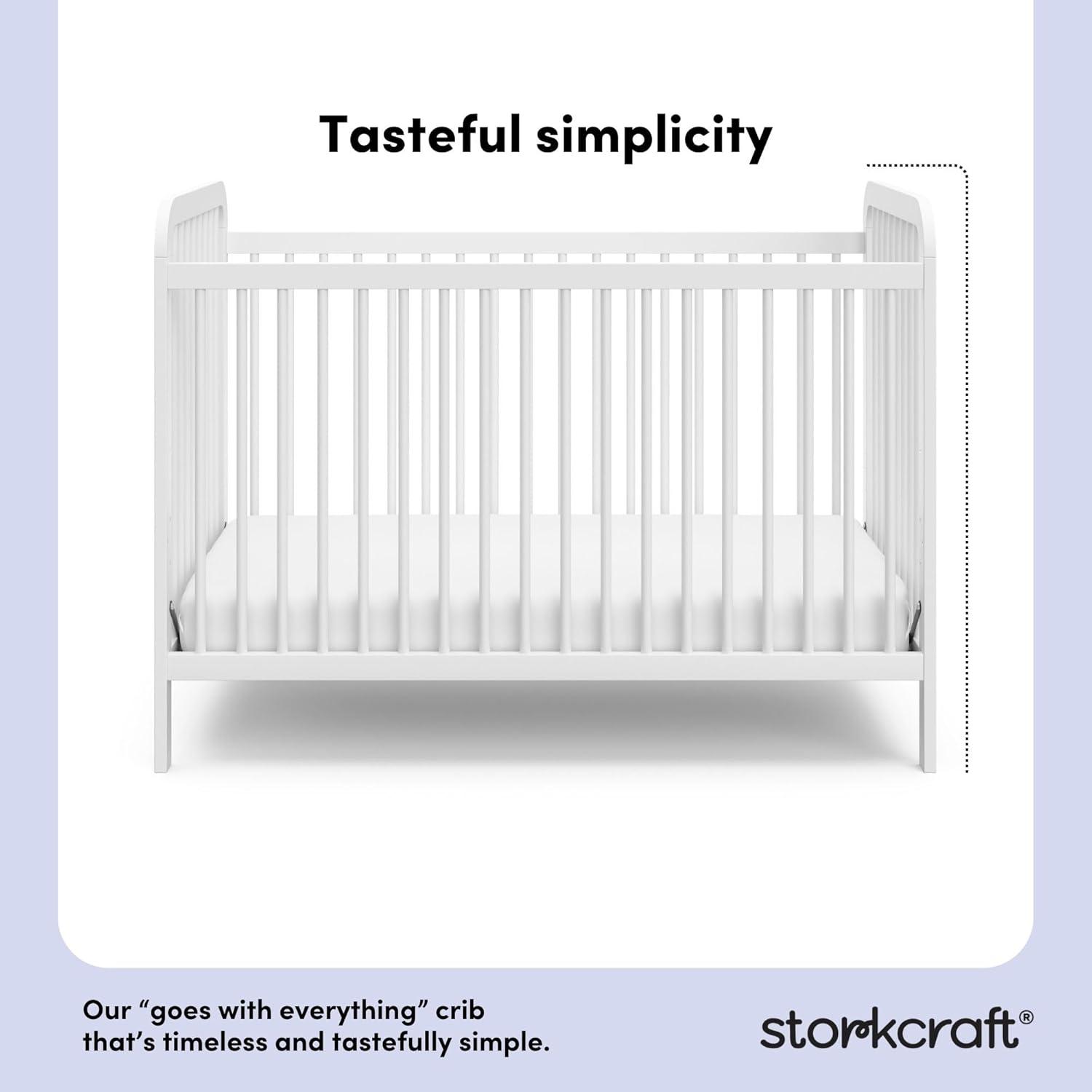 imageStorkcraft Pasadena 3in1 Convertible Crib White GREENGUARD Gold Certified Converts to Daybed and Toddler Bed Fits Standard FullSize Crib Mattress Adjustable Mattress HeightWhite
