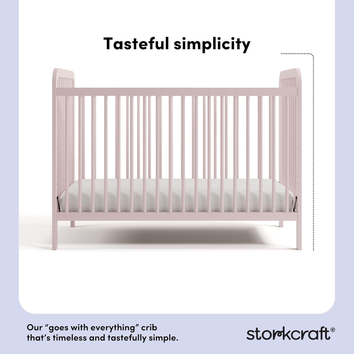 imageStorkcraft Pasadena 3in1 Convertible Crib White GREENGUARD Gold Certified Converts to Daybed and Toddler Bed Fits Standard FullSize Crib Mattress Adjustable Mattress HeightBlush