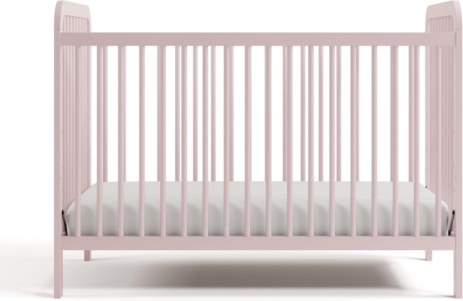 imageStorkcraft Pasadena 3in1 Convertible Crib White GREENGUARD Gold Certified Converts to Daybed and Toddler Bed Fits Standard FullSize Crib Mattress Adjustable Mattress HeightBlush