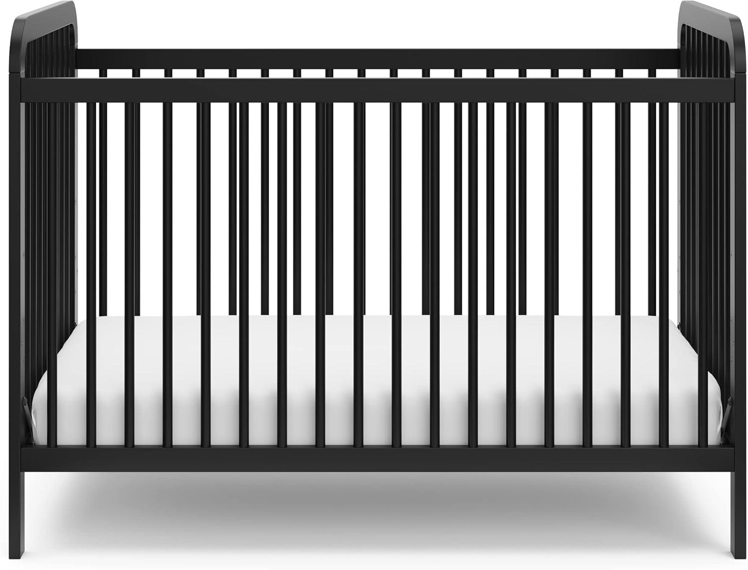 imageStorkcraft Pasadena 3in1 Convertible Crib White GREENGUARD Gold Certified Converts to Daybed and Toddler Bed Fits Standard FullSize Crib Mattress Adjustable Mattress HeightBlack