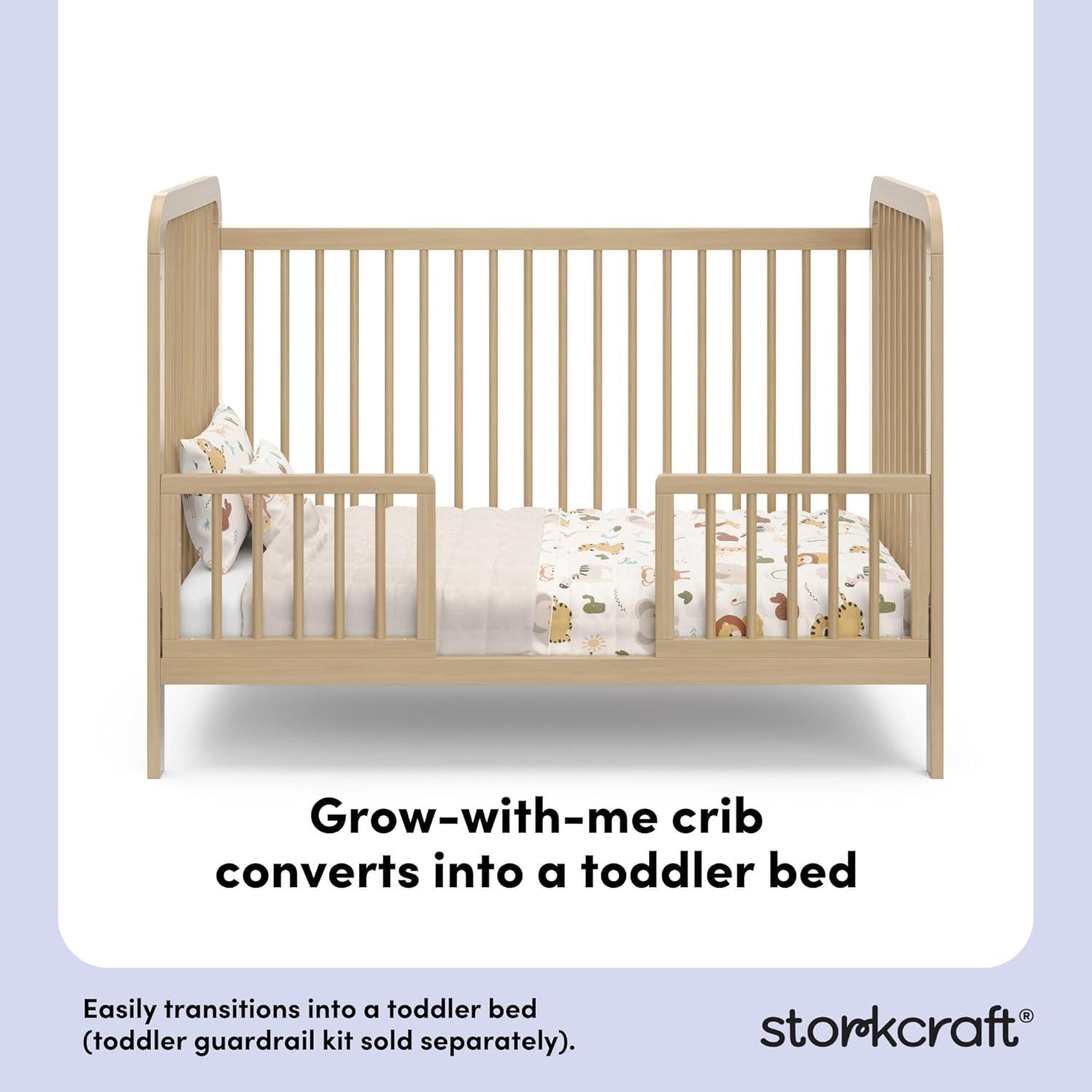 imageStorkcraft Pasadena 3in1 Convertible Crib White GREENGUARD Gold Certified Converts to Daybed and Toddler Bed Fits Standard FullSize Crib Mattress Adjustable Mattress HeightDriftwood