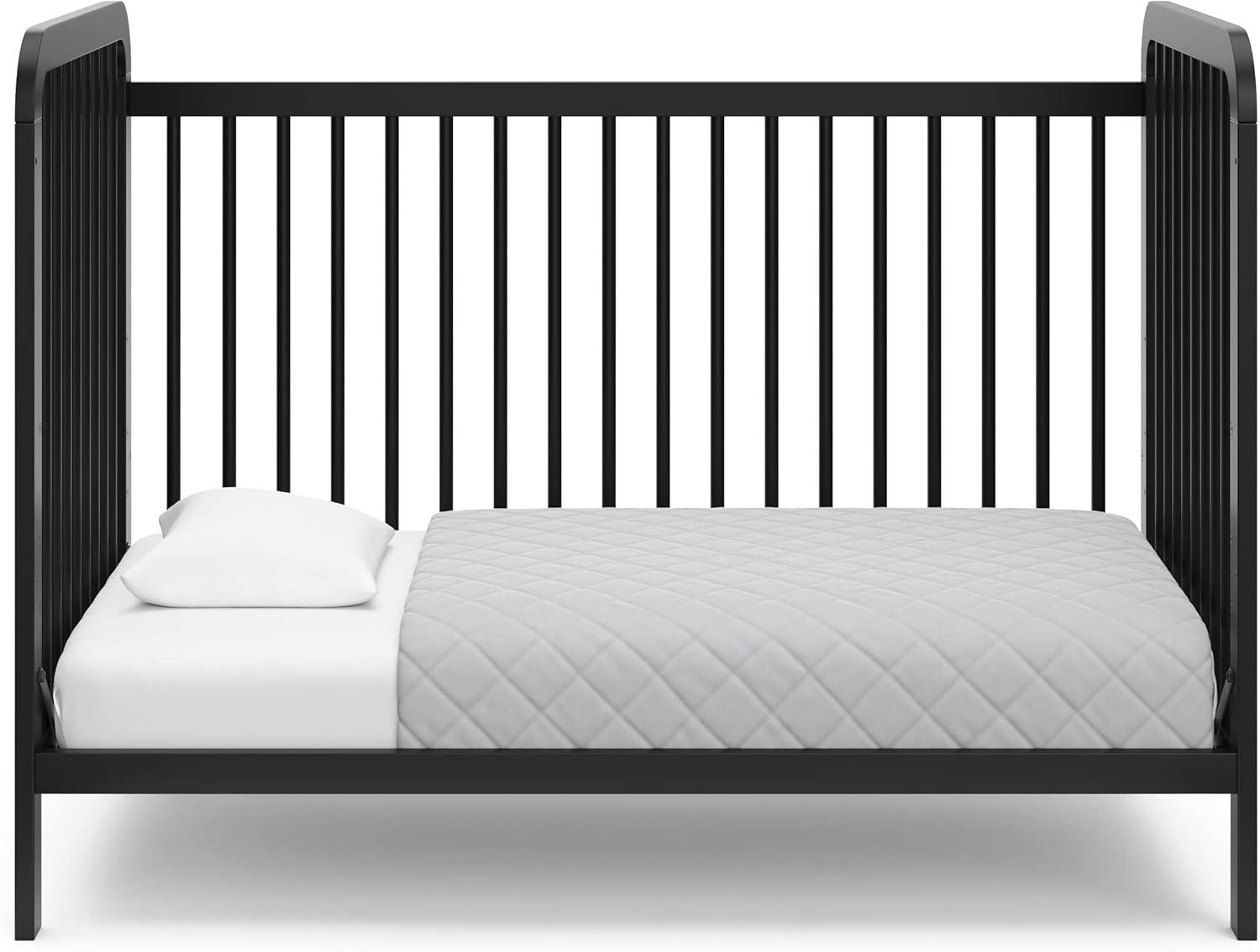 imageStorkcraft Pasadena 3in1 Convertible Crib White GREENGUARD Gold Certified Converts to Daybed and Toddler Bed Fits Standard FullSize Crib Mattress Adjustable Mattress HeightBlack