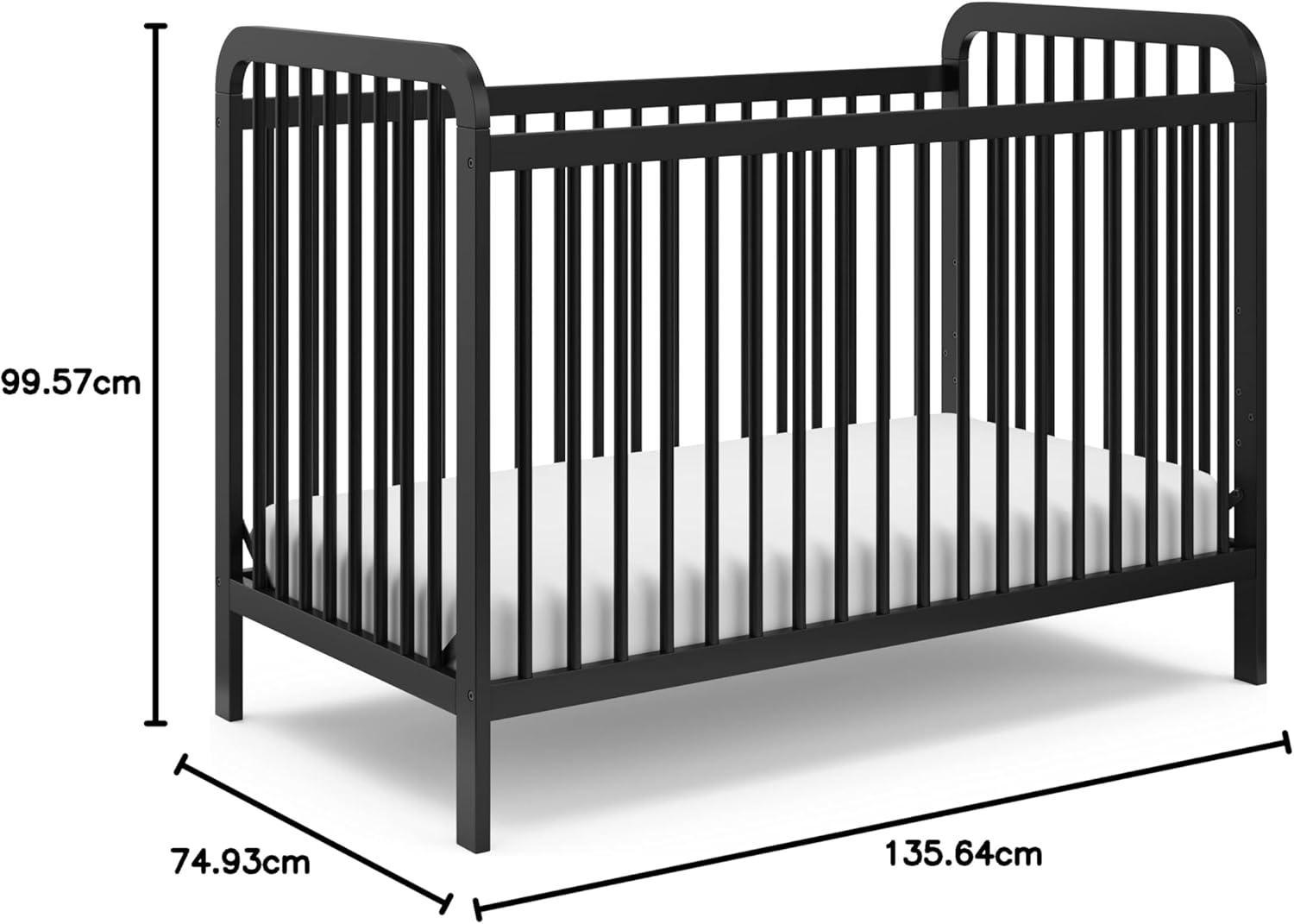 imageStorkcraft Pasadena 3in1 Convertible Crib White GREENGUARD Gold Certified Converts to Daybed and Toddler Bed Fits Standard FullSize Crib Mattress Adjustable Mattress HeightBlack