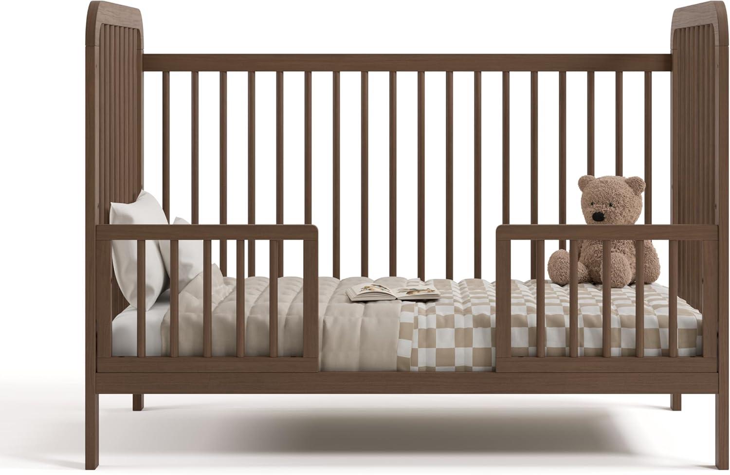 imageStorkcraft Pasadena 3in1 Convertible Crib White GREENGUARD Gold Certified Converts to Daybed and Toddler Bed Fits Standard FullSize Crib Mattress Adjustable Mattress HeightHazelnut