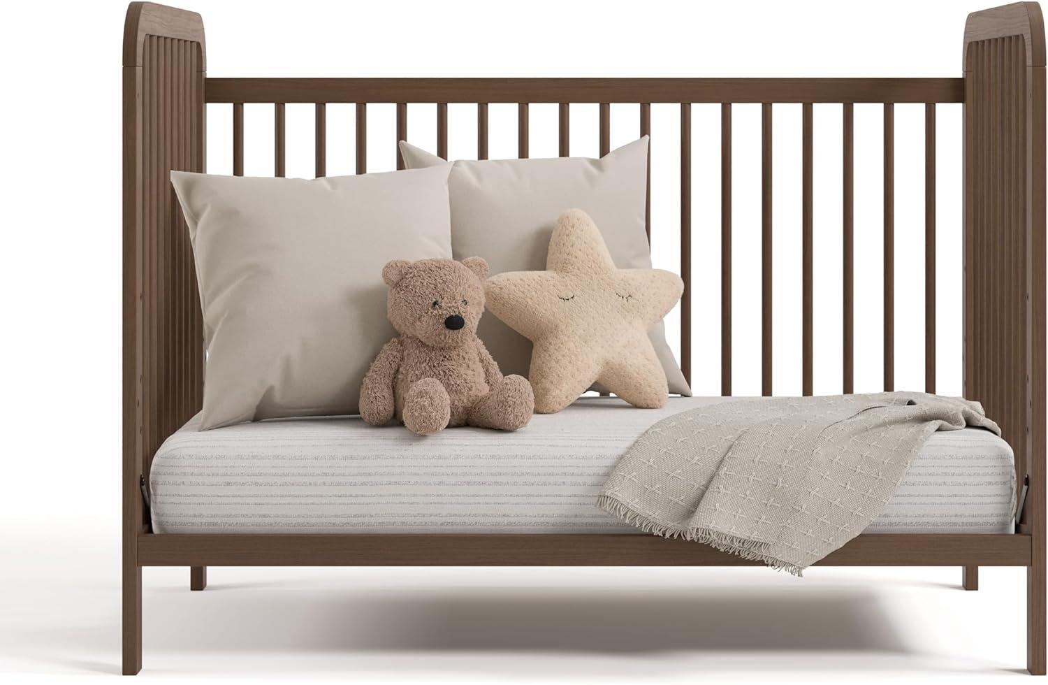 imageStorkcraft Pasadena 3in1 Convertible Crib White GREENGUARD Gold Certified Converts to Daybed and Toddler Bed Fits Standard FullSize Crib Mattress Adjustable Mattress HeightHazelnut