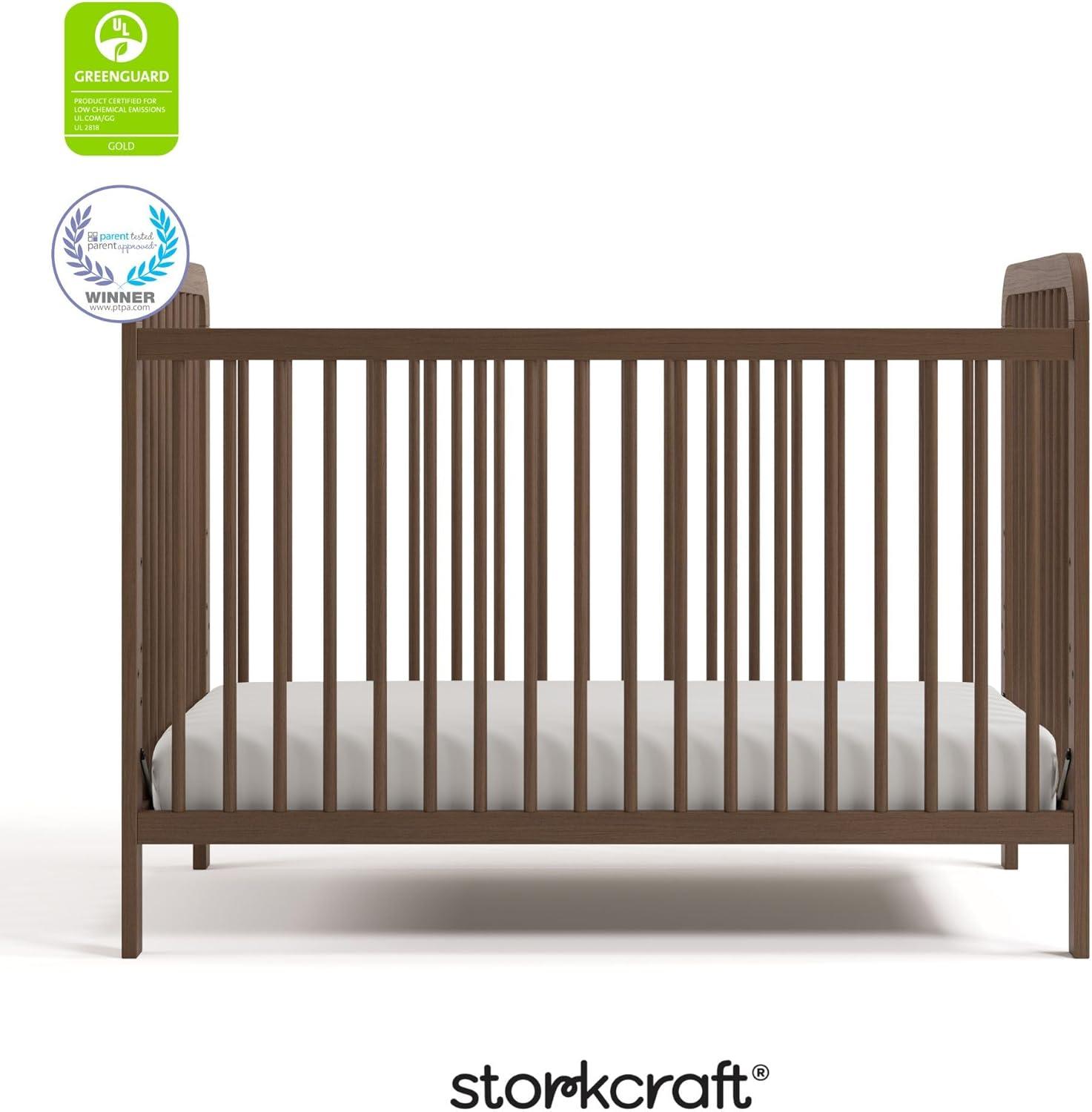 imageStorkcraft Pasadena 3in1 Convertible Crib White GREENGUARD Gold Certified Converts to Daybed and Toddler Bed Fits Standard FullSize Crib Mattress Adjustable Mattress HeightHazelnut