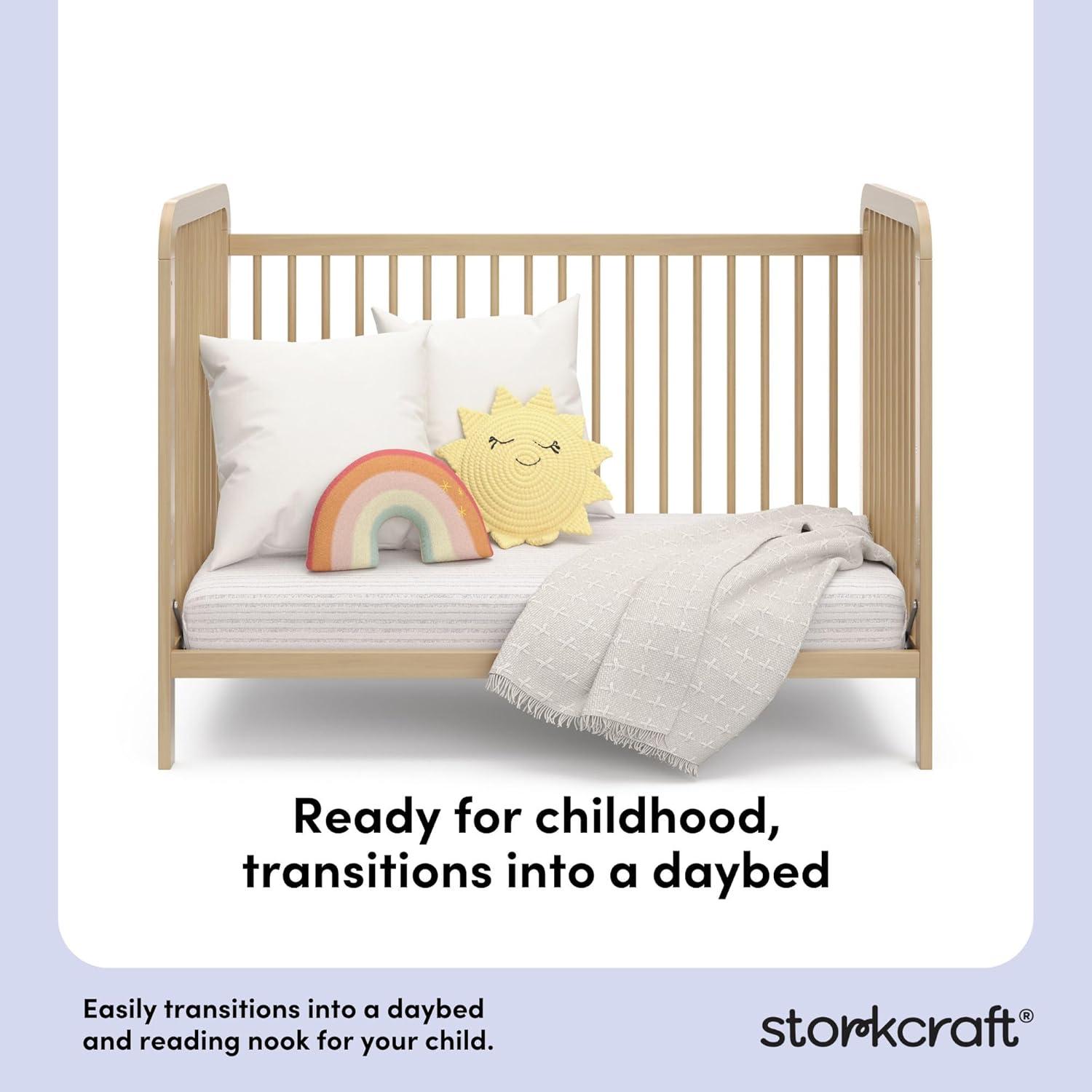 imageStorkcraft Pasadena 3in1 Convertible Crib White GREENGUARD Gold Certified Converts to Daybed and Toddler Bed Fits Standard FullSize Crib Mattress Adjustable Mattress HeightDriftwood