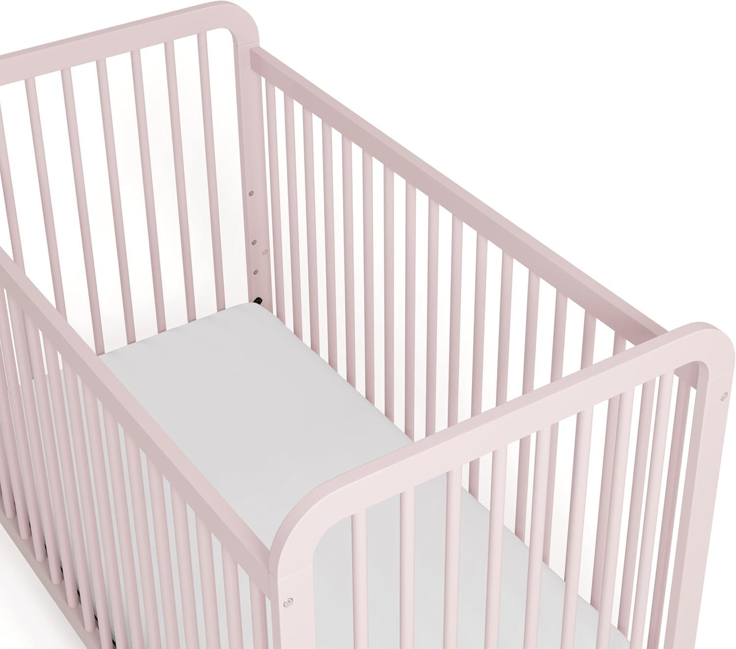 imageStorkcraft Pasadena 3in1 Convertible Crib White GREENGUARD Gold Certified Converts to Daybed and Toddler Bed Fits Standard FullSize Crib Mattress Adjustable Mattress HeightBlush