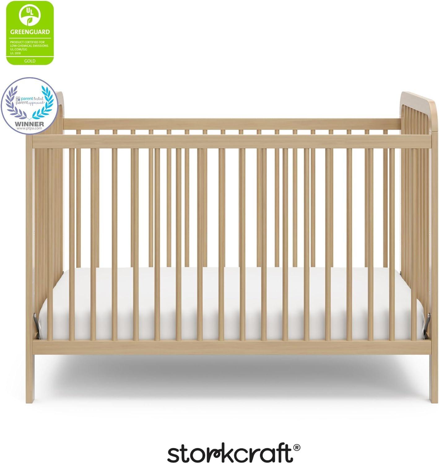 imageStorkcraft Pasadena 3in1 Convertible Crib White GREENGUARD Gold Certified Converts to Daybed and Toddler Bed Fits Standard FullSize Crib Mattress Adjustable Mattress HeightDriftwood