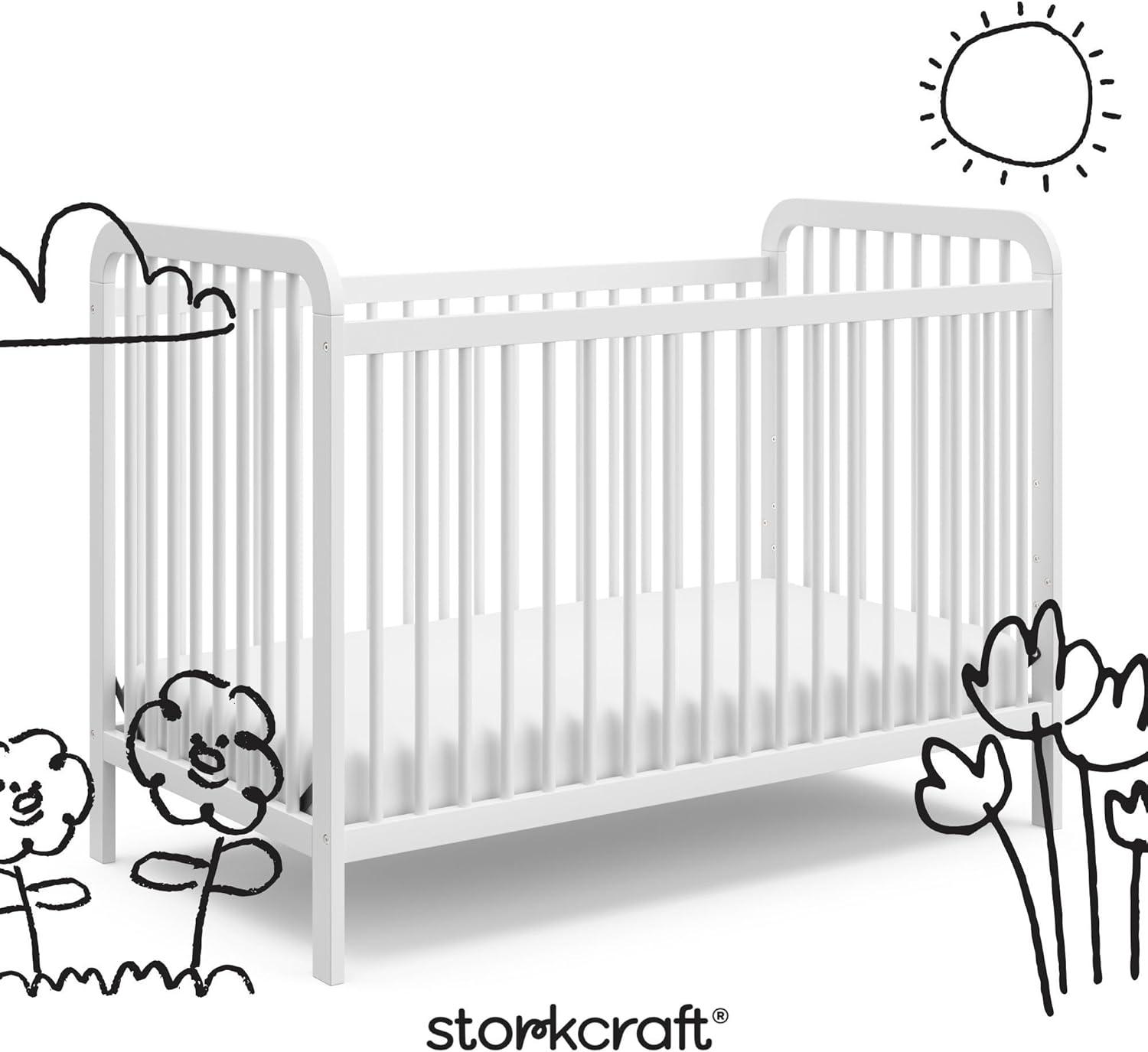 imageStorkcraft Pasadena 3in1 Convertible Crib White GREENGUARD Gold Certified Converts to Daybed and Toddler Bed Fits Standard FullSize Crib Mattress Adjustable Mattress HeightWhite