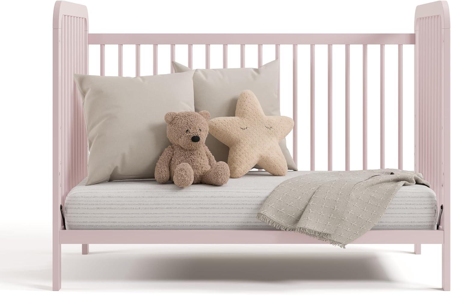 imageStorkcraft Pasadena 3in1 Convertible Crib White GREENGUARD Gold Certified Converts to Daybed and Toddler Bed Fits Standard FullSize Crib Mattress Adjustable Mattress HeightBlush