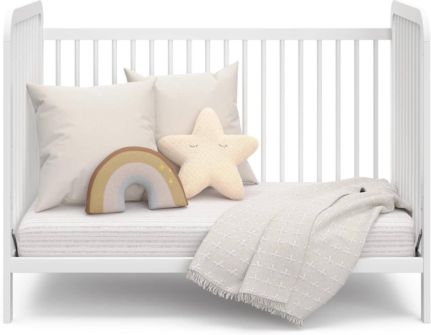 imageStorkcraft Pasadena 3in1 Convertible Crib White GREENGUARD Gold Certified Converts to Daybed and Toddler Bed Fits Standard FullSize Crib Mattress Adjustable Mattress HeightWhite